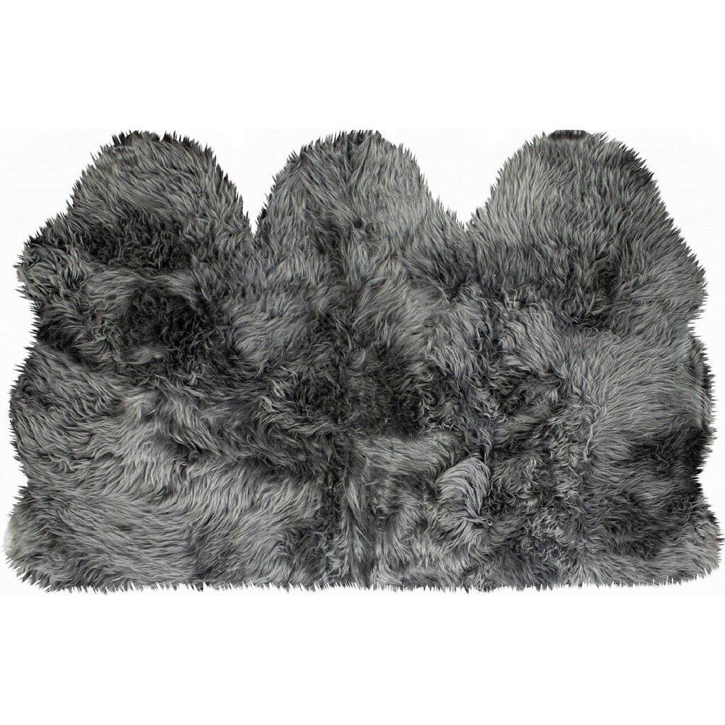 3' X 5' Gray Natural Sheepskin Area Rug
