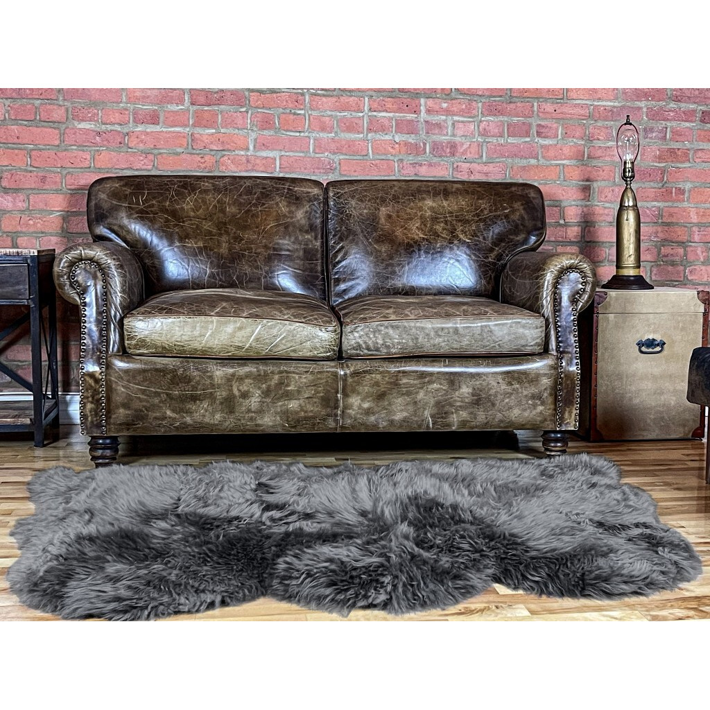 3' X 5' Gray Natural Sheepskin Area Rug