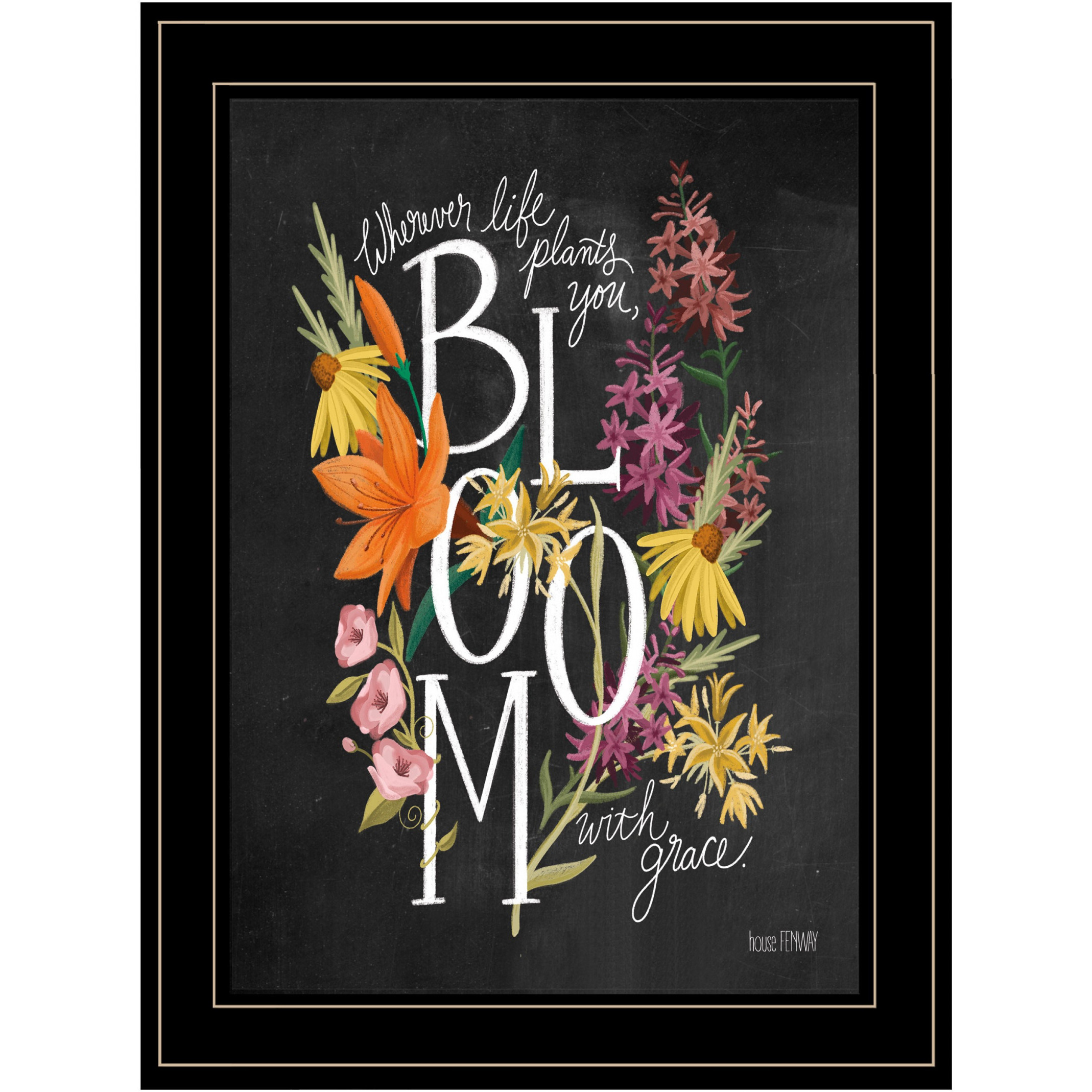 Bloom With Grace 4 Black Framed Print Wall Art