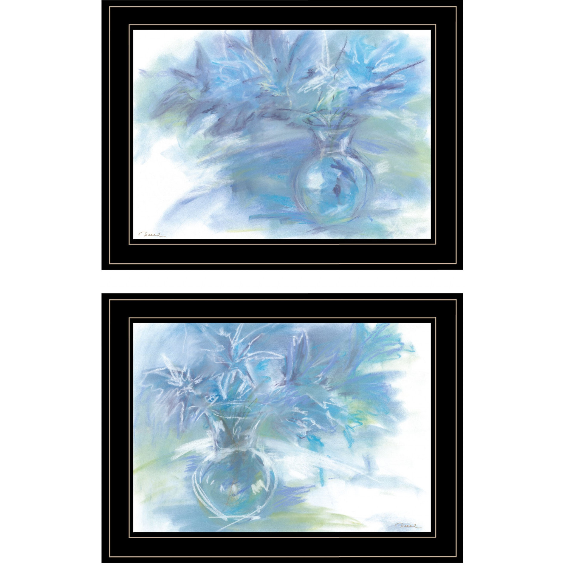 Set Of Two Morning Glory 2 Black Framed Print Wall Art