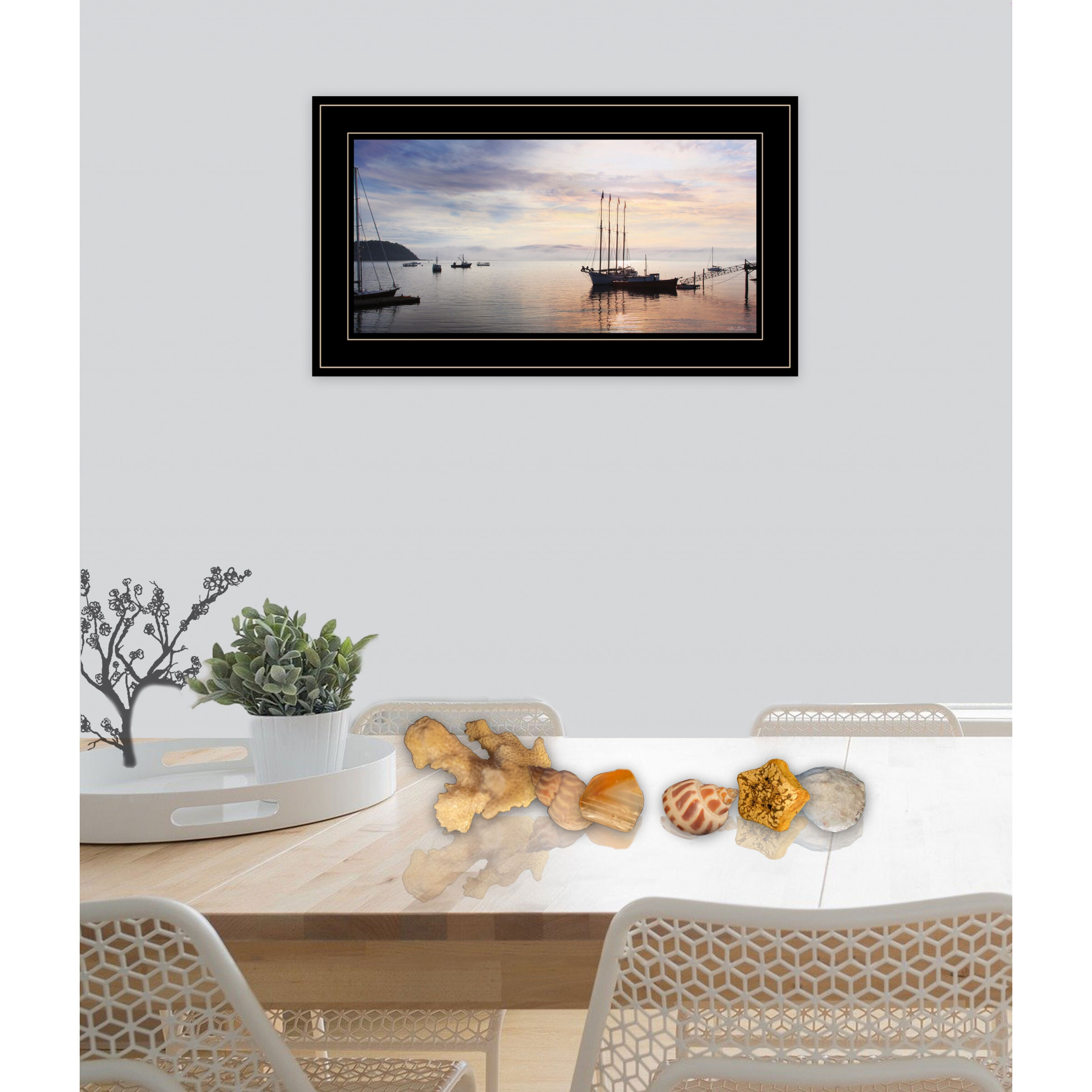 Bar Harbor Silhouettes 3 Black Framed Print Wall Art