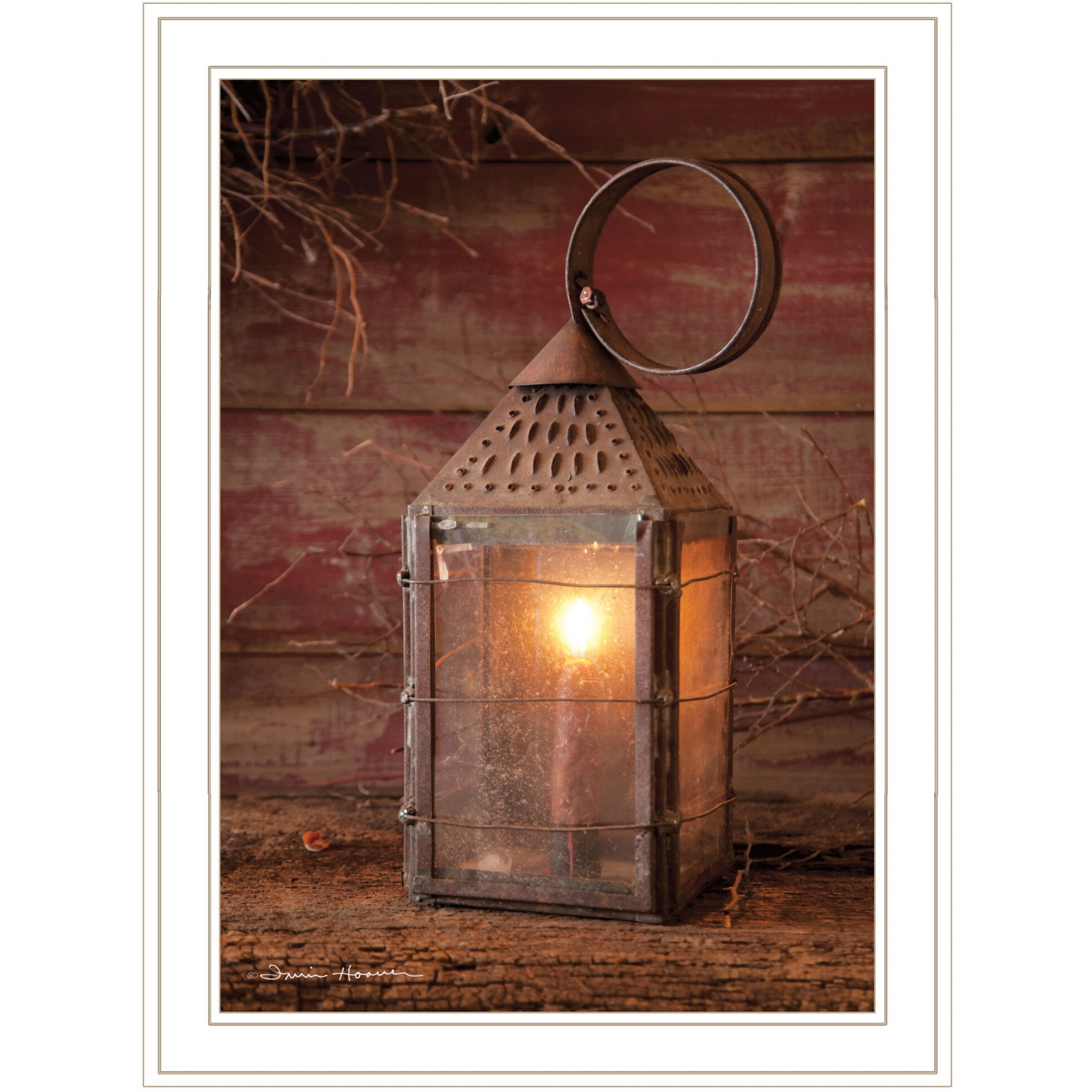 Innkeepers Lantern 3 White Framed Print Wall Art