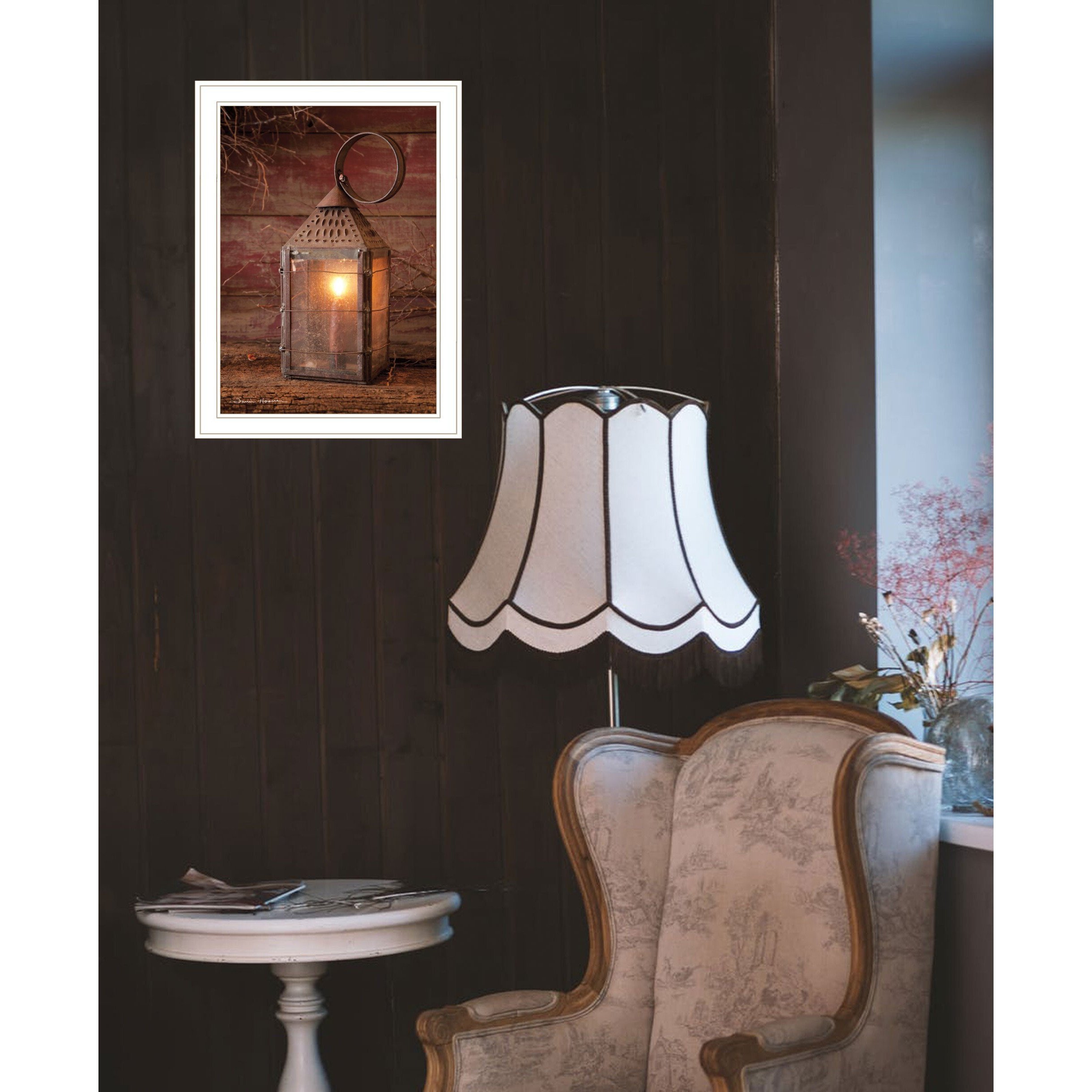 Innkeepers Lantern 3 White Framed Print Wall Art