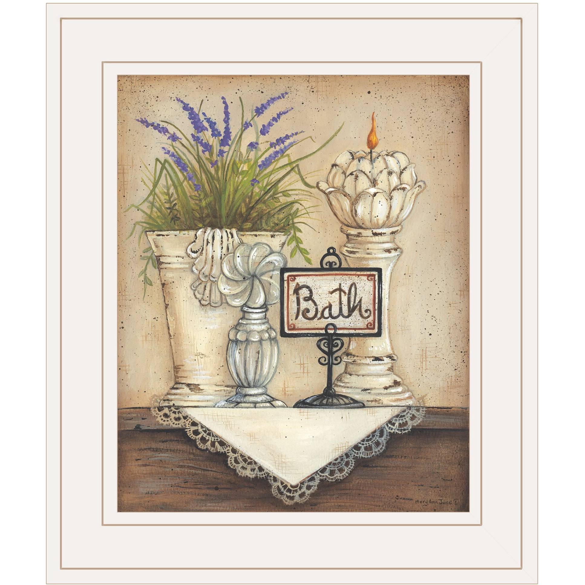 Bath Print 1 White Framed Print Wall Art