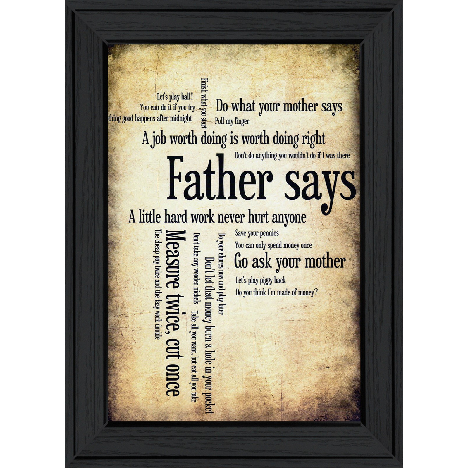 Father Says Black Framed Print Wall Art