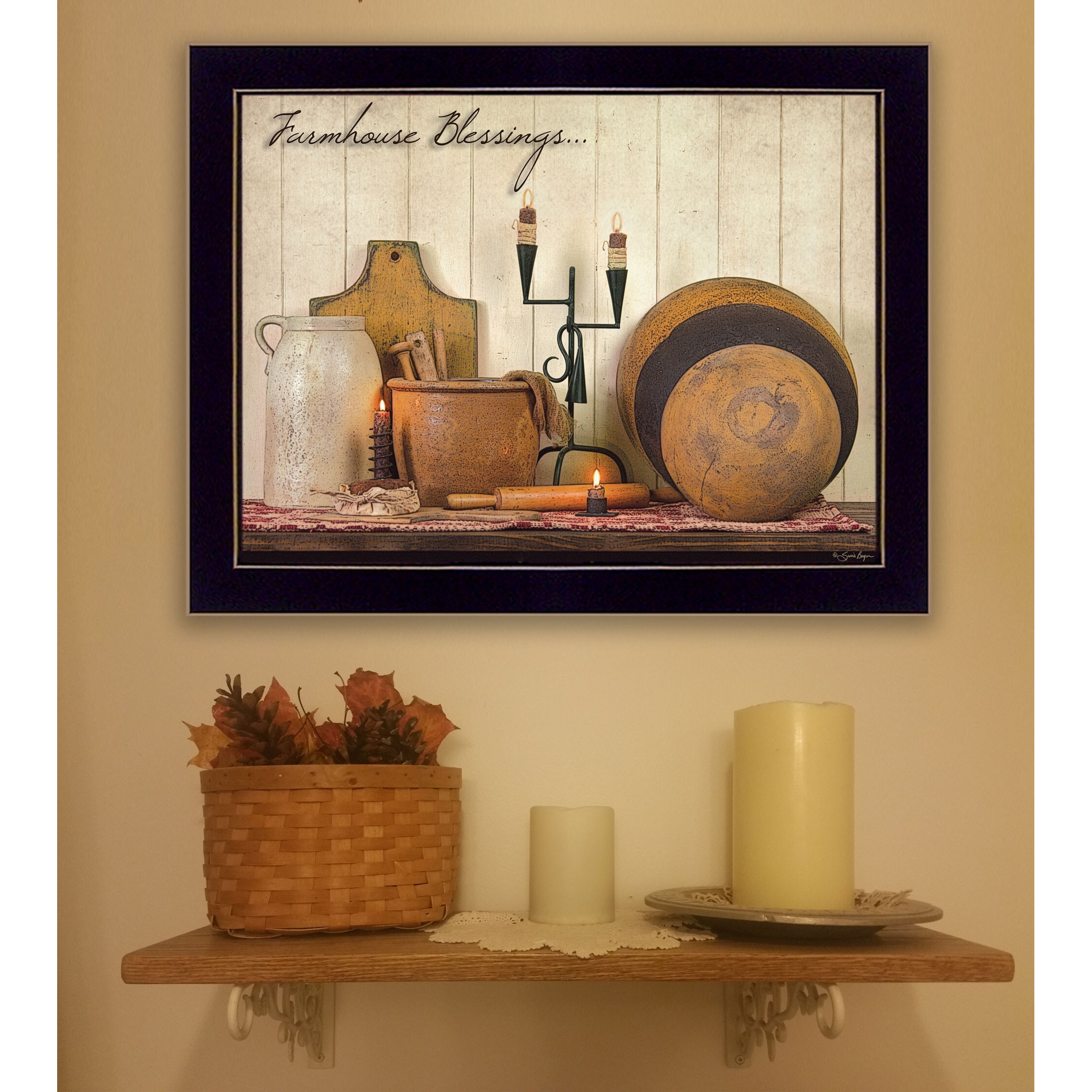 Farmhouse Blessings 1 Black Framed Print Wall Art