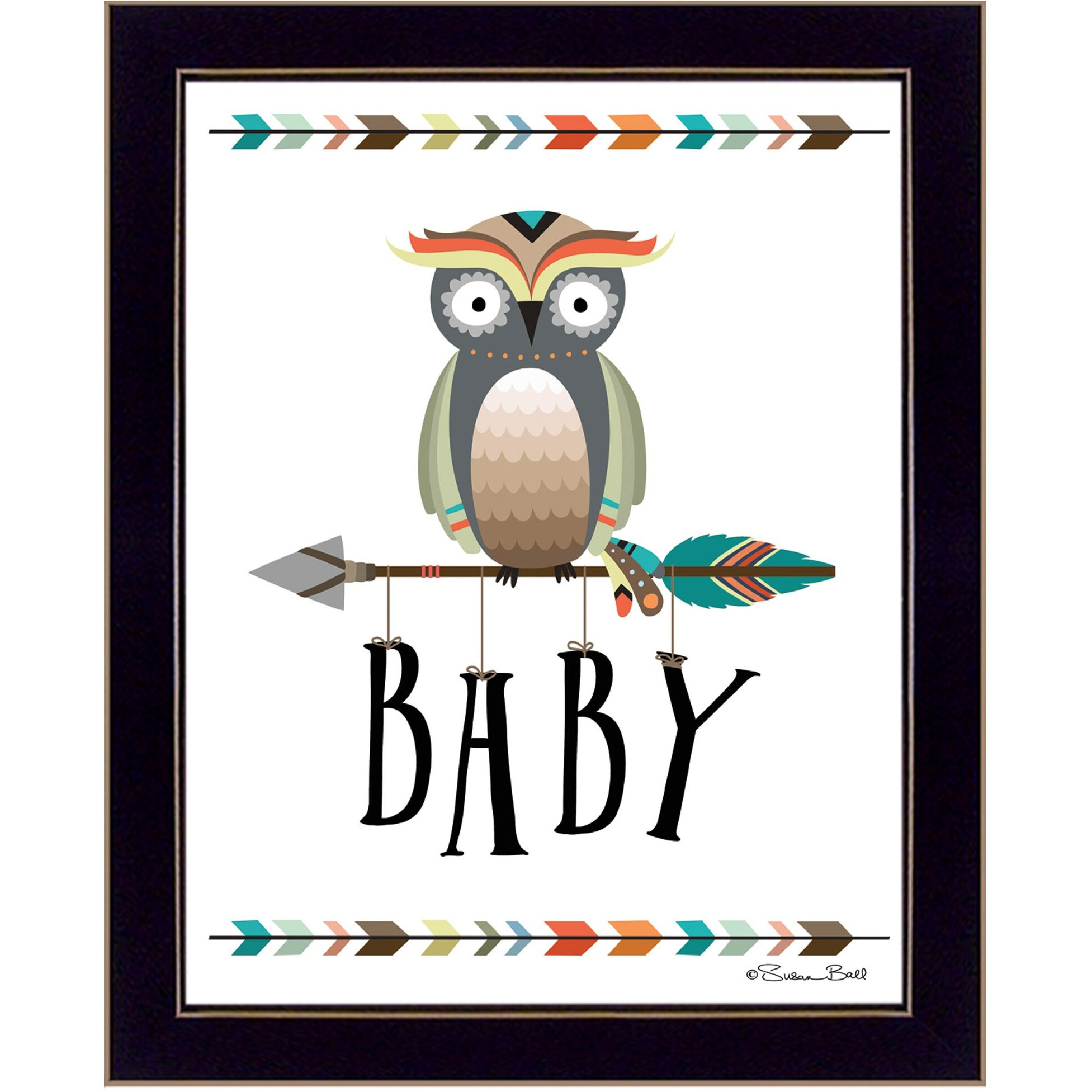 Owl Baby 1 Black Framed Print Wall Art