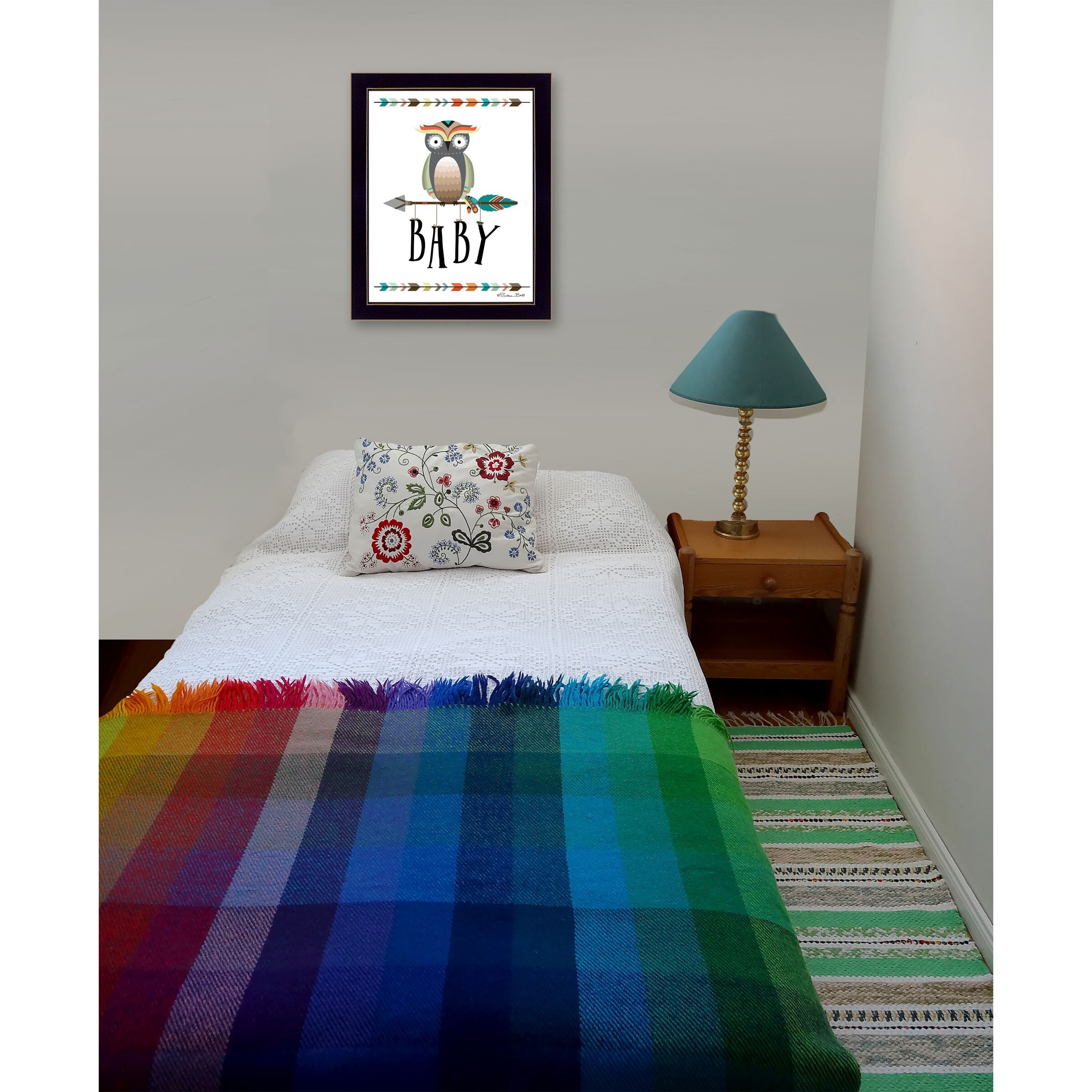 Owl Baby 1 Black Framed Print Wall Art