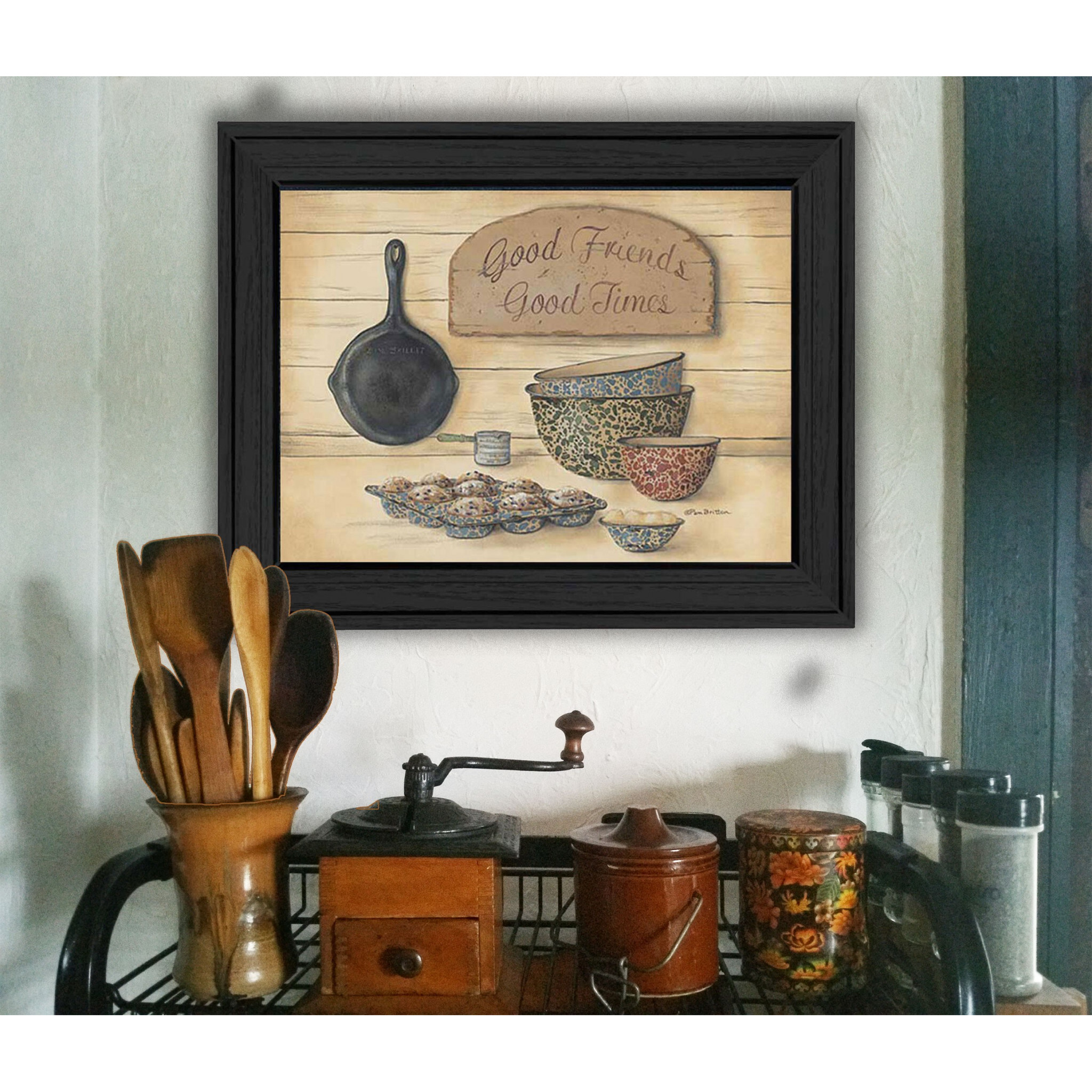 Good Friends 2 Black Framed Baking Print Wall Art