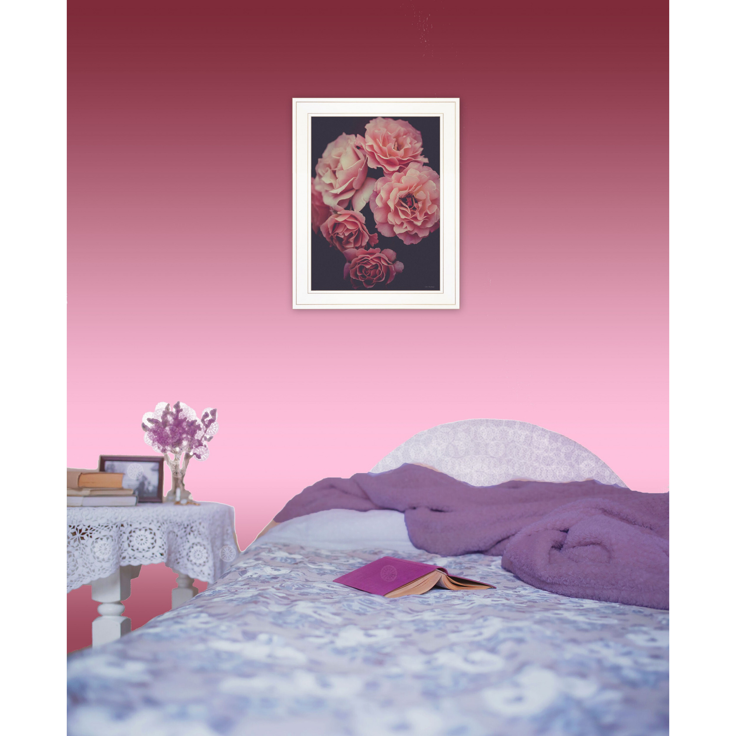 Dreamy Rose 1 White Framed Print Wall Art