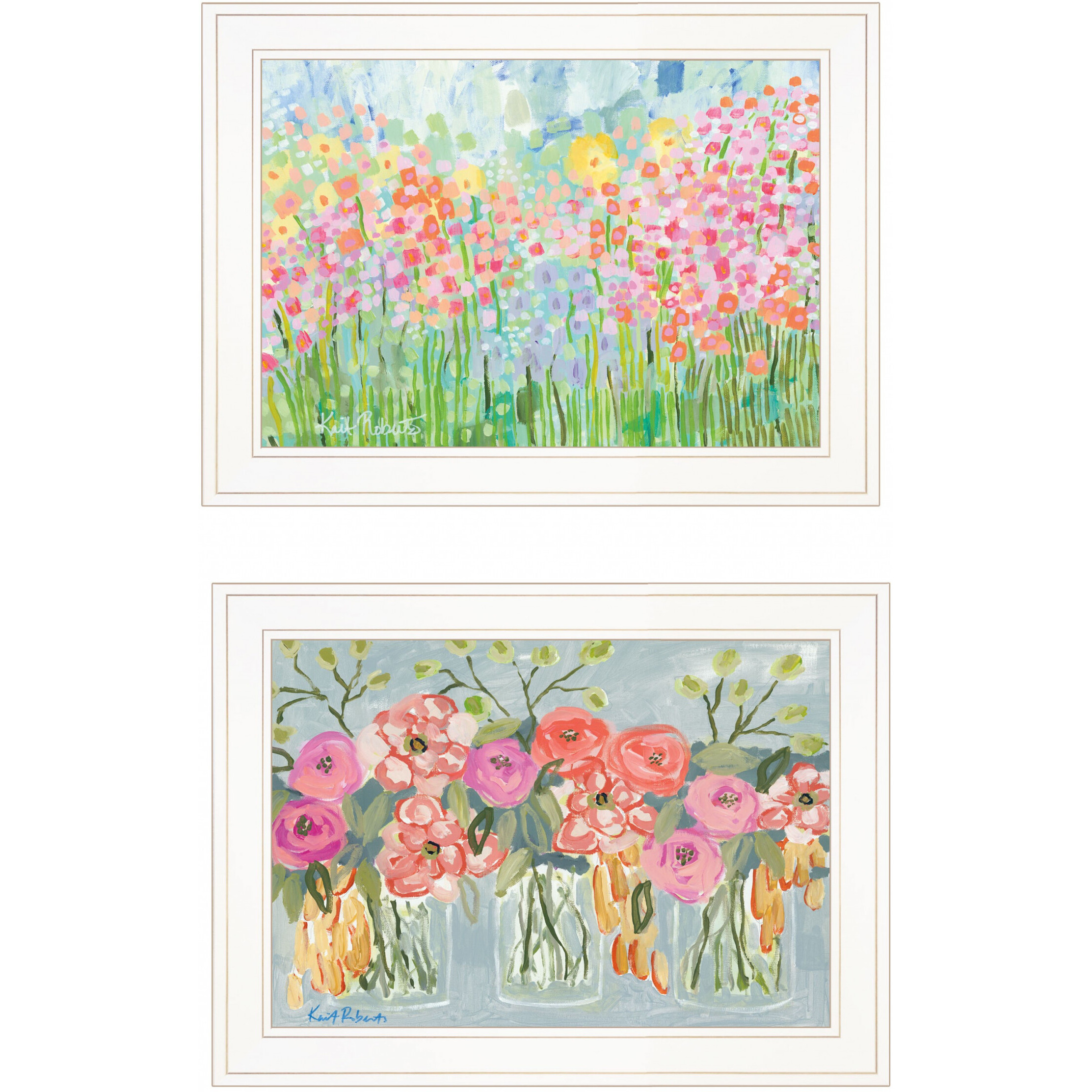 Set Of Two Garden Flowers Ii 2 White Framed Print Wall Art