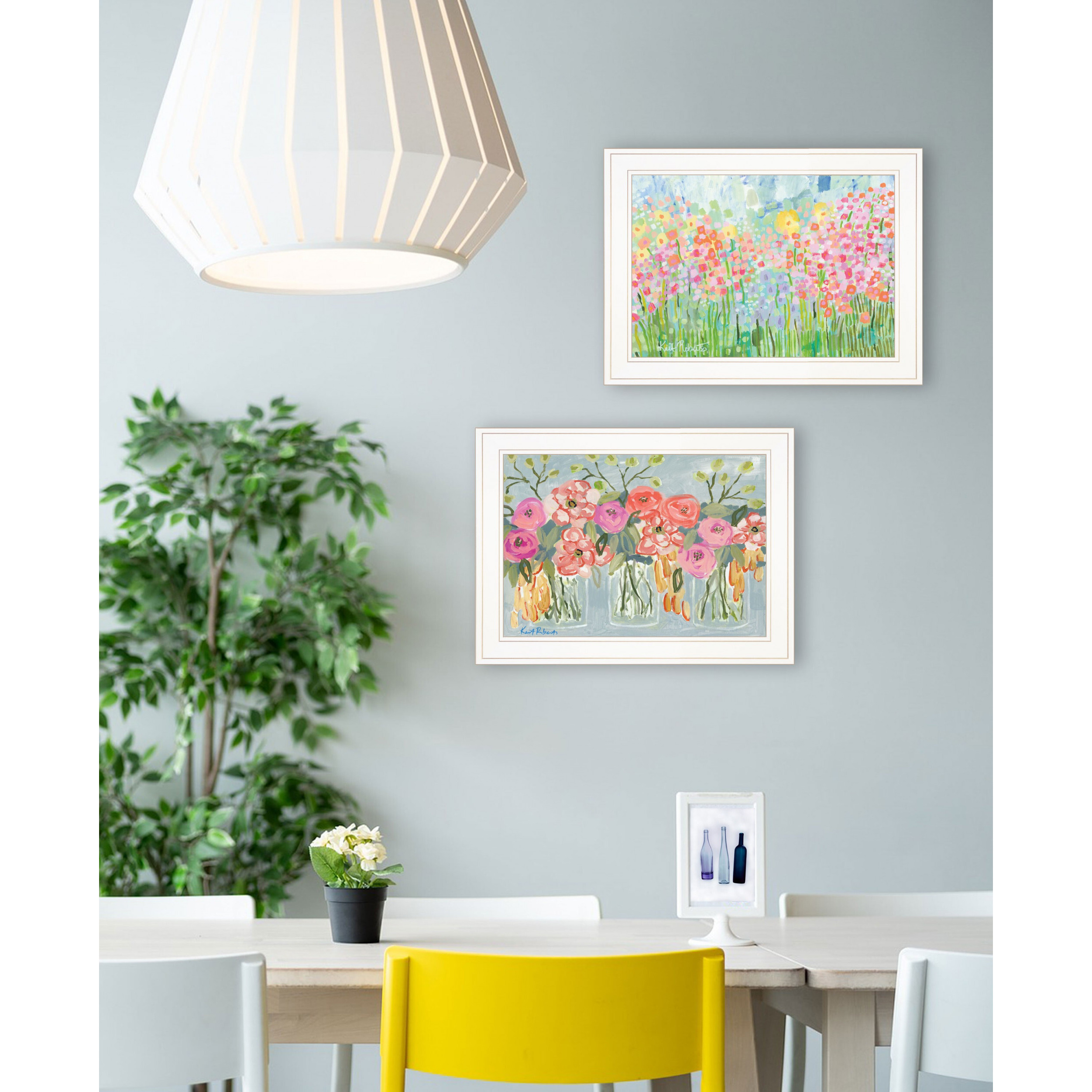 Set Of Two Garden Flowers Ii 2 White Framed Print Wall Art