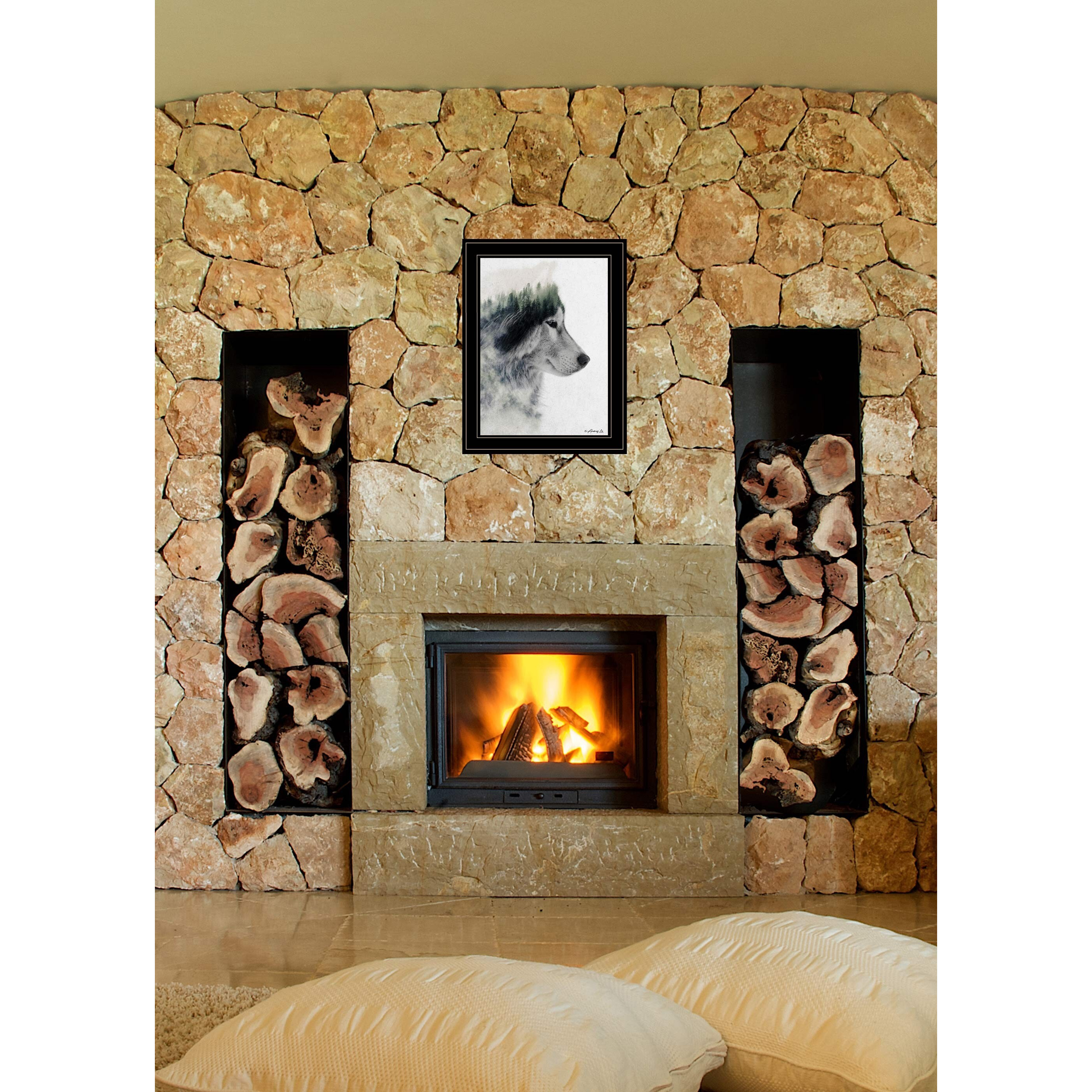 Wolf Stare 2 Black Framed Print Wall Art