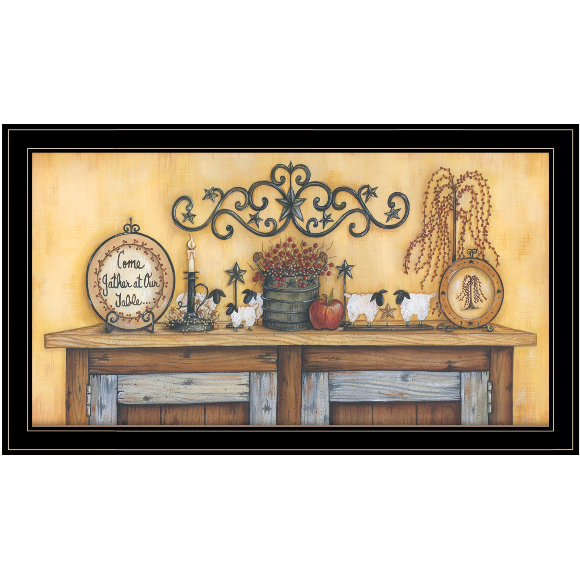 Come Gather At Our Table 1 Black Framed Print Wall Art