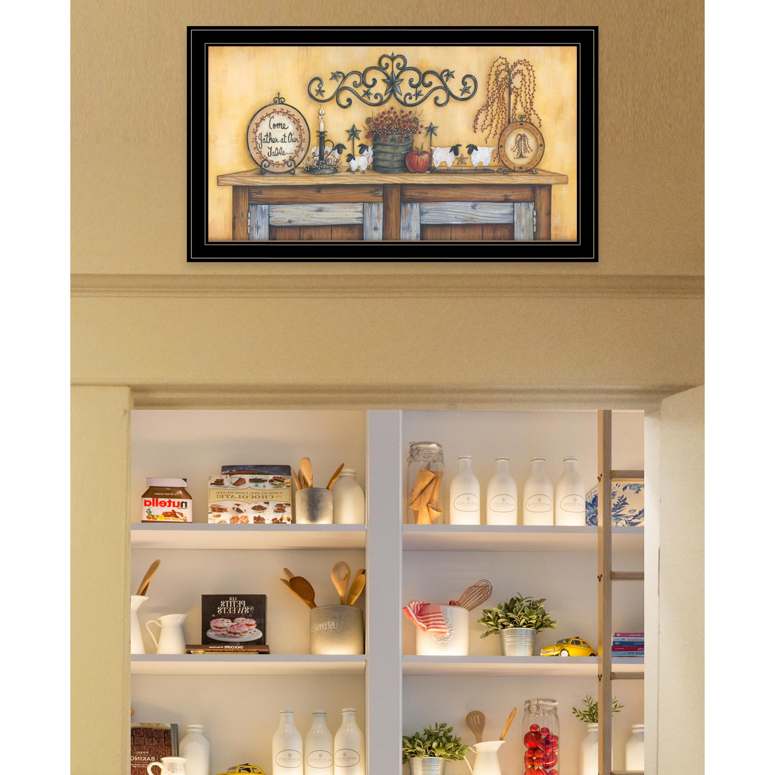 Come Gather At Our Table 1 Black Framed Print Wall Art