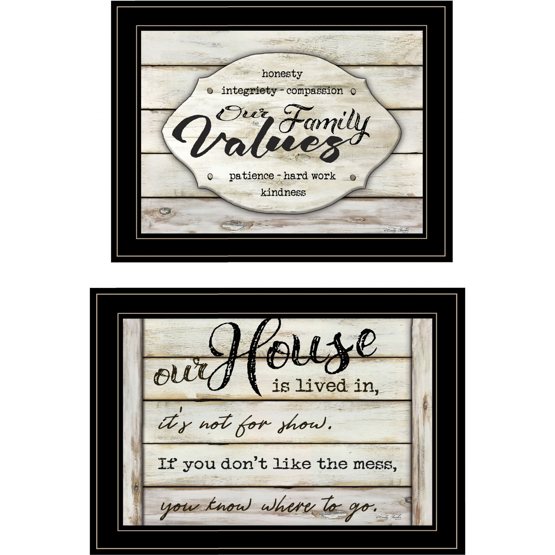 Set Of Two Family Values 2 Black Framed Print Wall Art