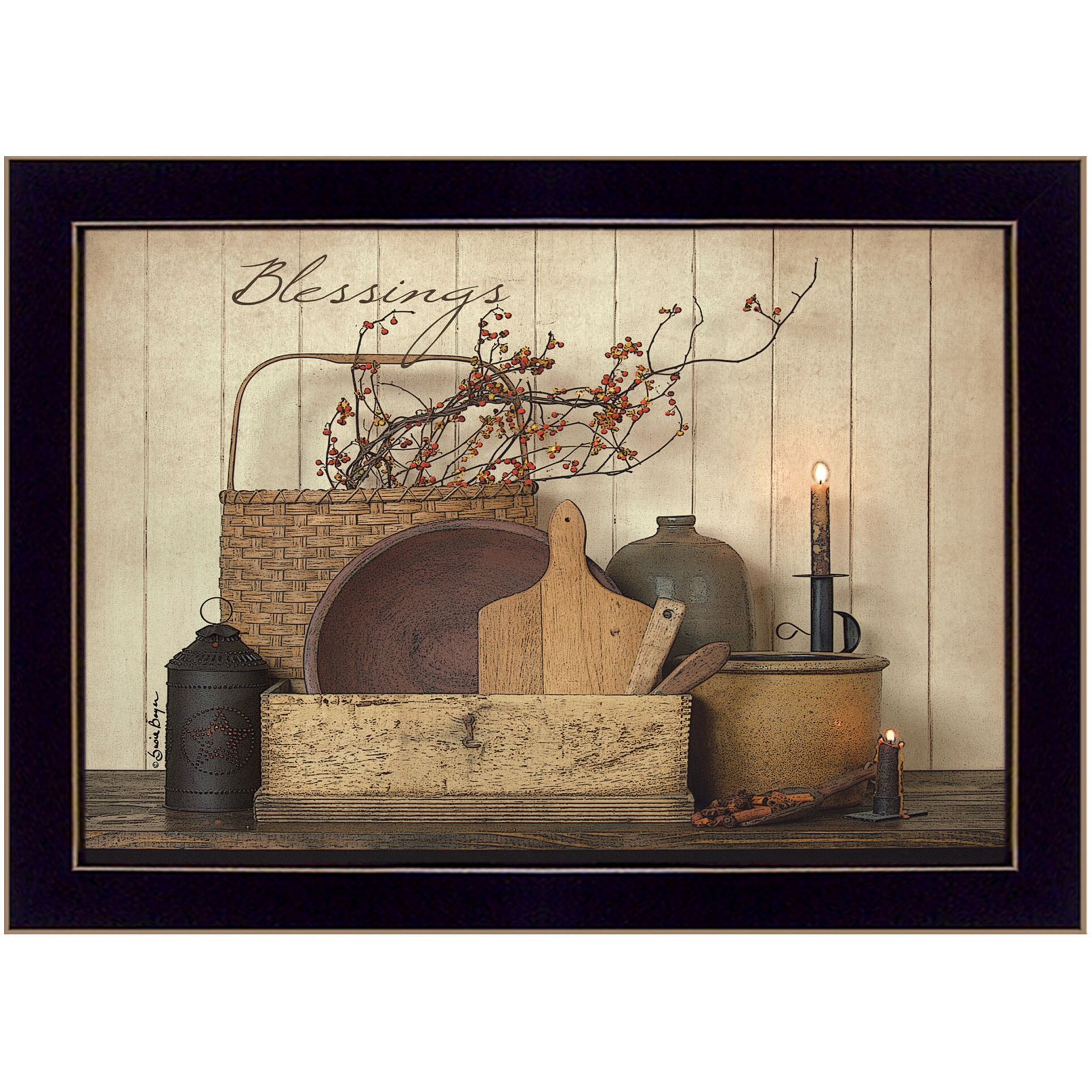 Count Your Blessing 3 Black Framed Print Wall Art