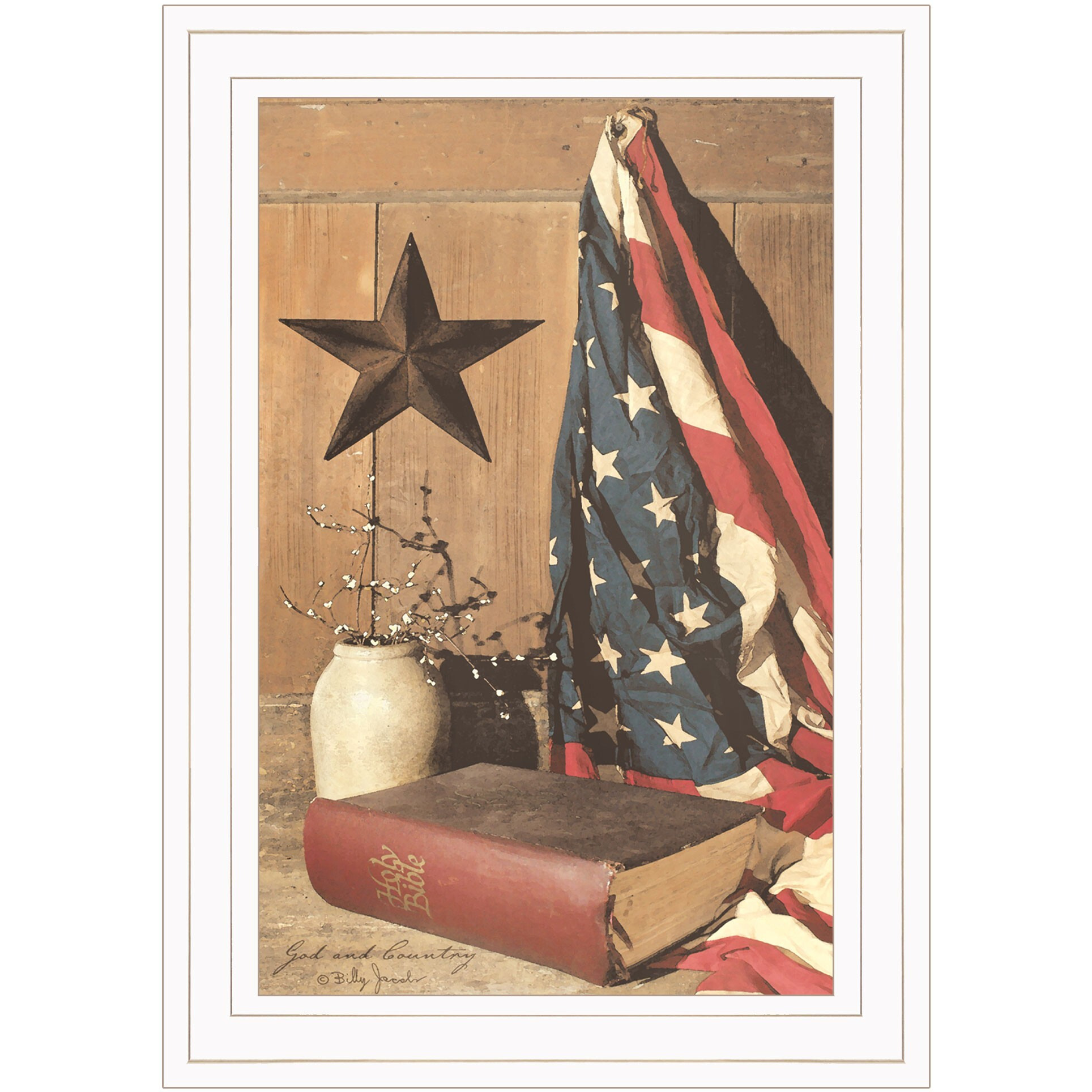 God And Country 1 White Framed Print Wall Art