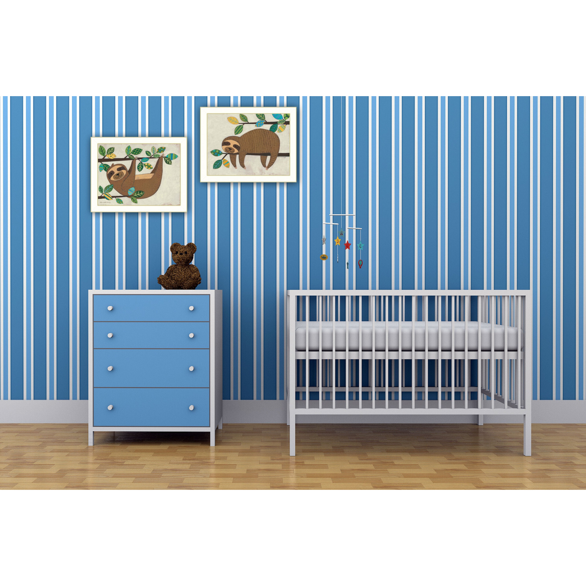 Set Of Two Cute Sloths 2 White Framed Print Wall Art