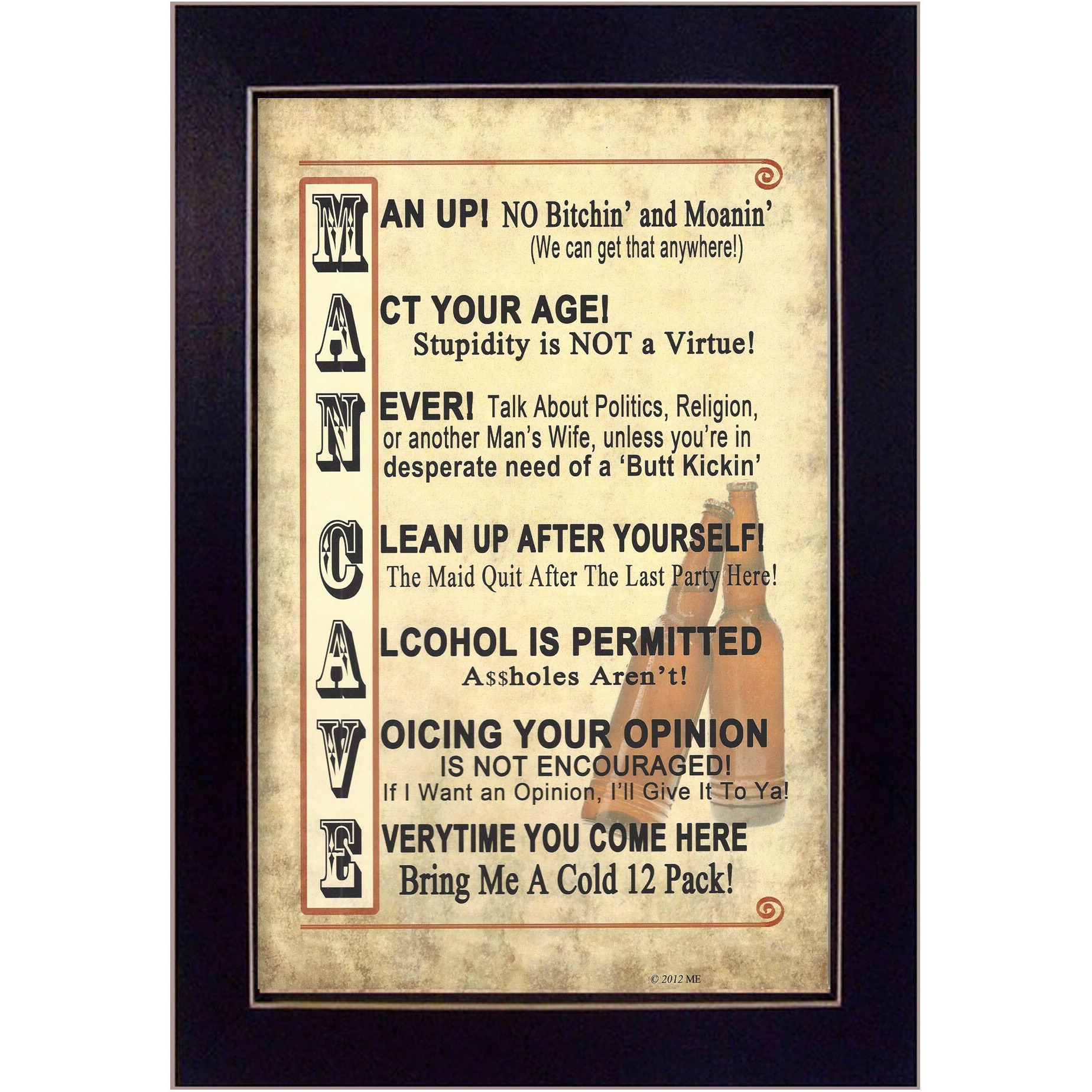 Man Up 2 Black Framed Print Wall Art