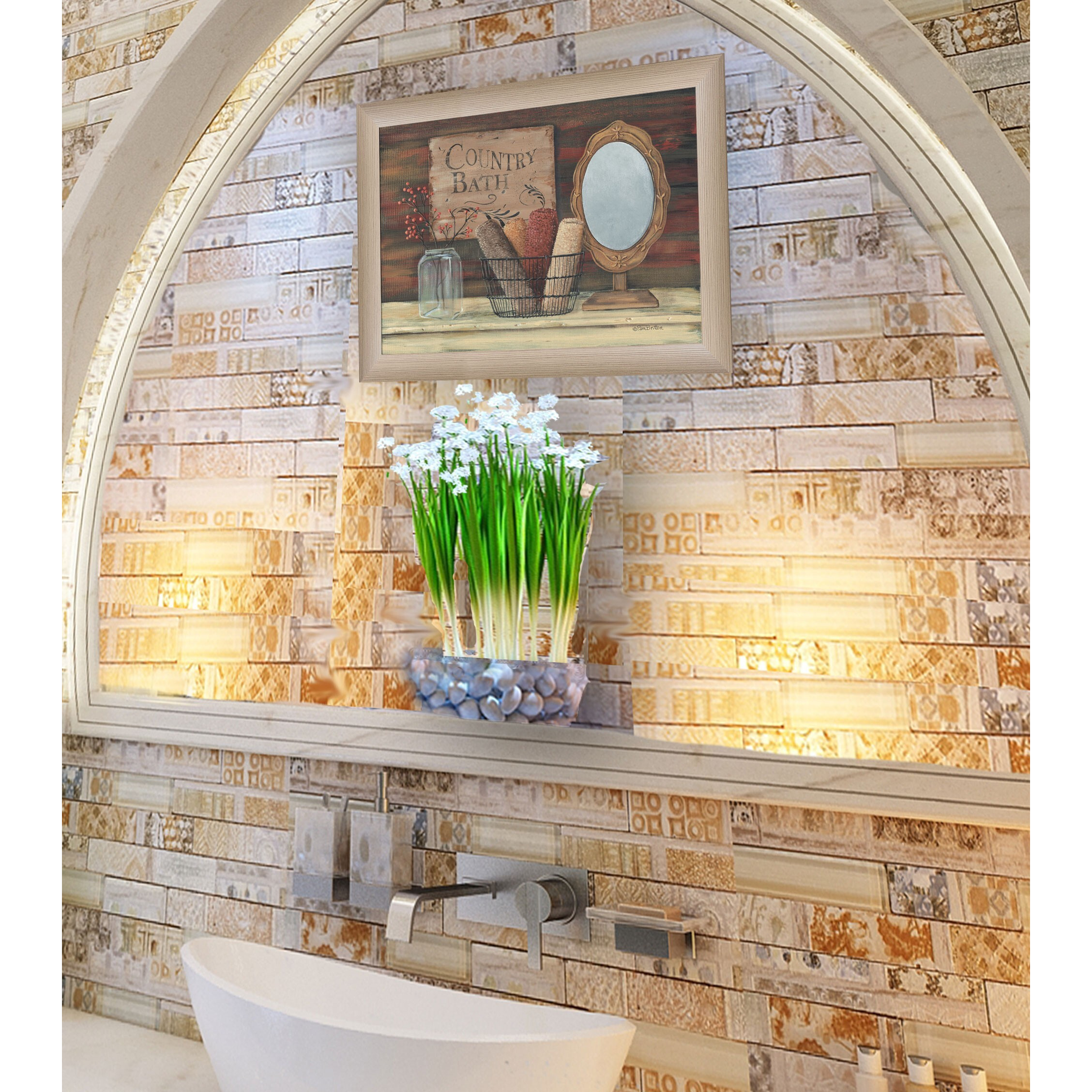 Country Bath 4 Brown Framed Print Wall Art