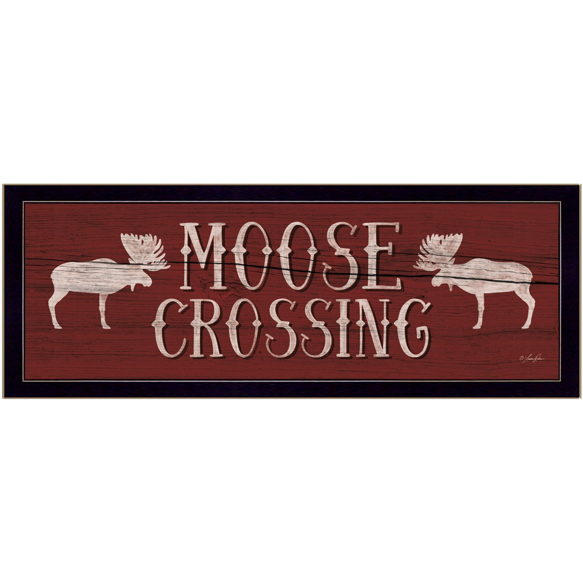 Moose Crossing Black Framed Print Wall Art