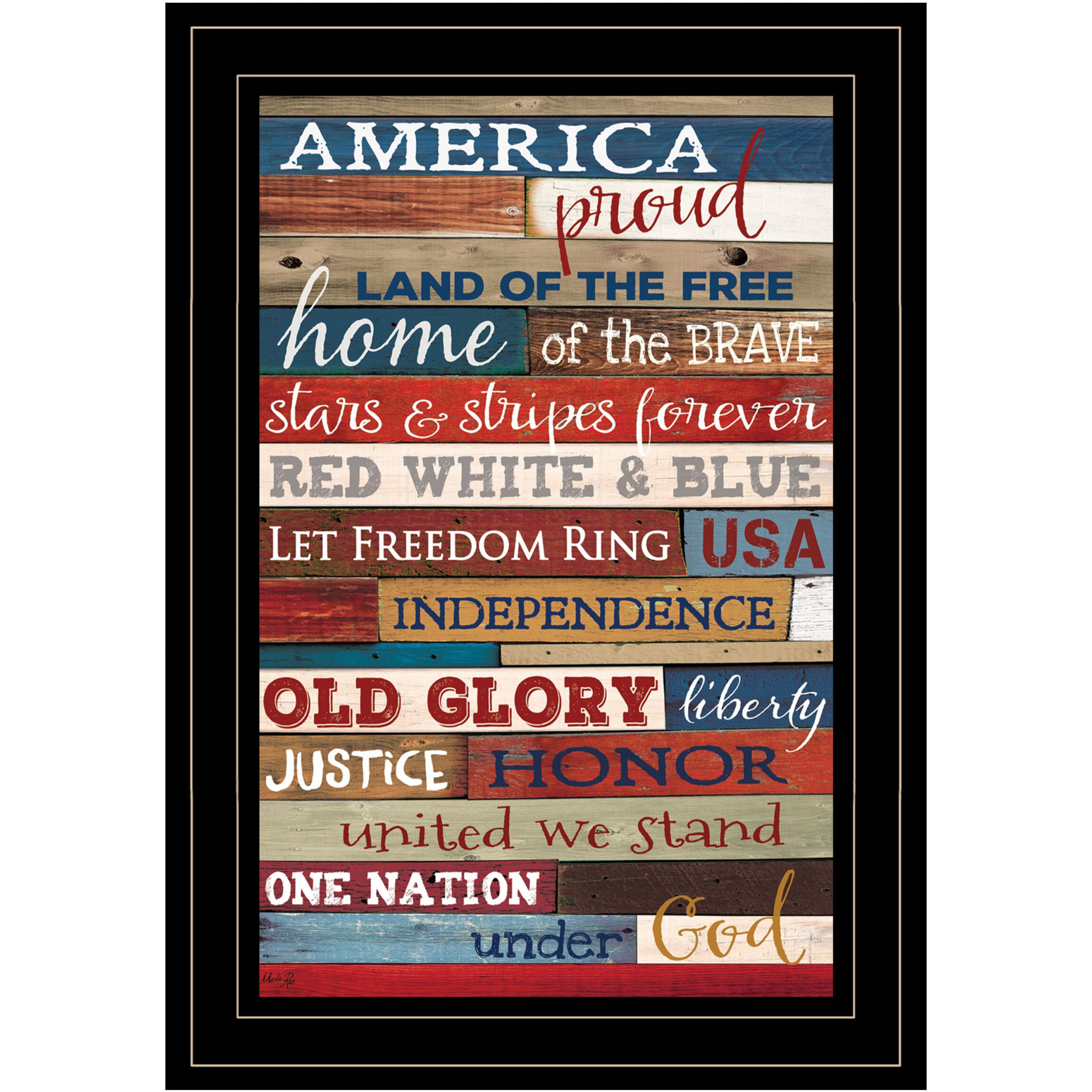America Proud Black Framed Print Wall Art