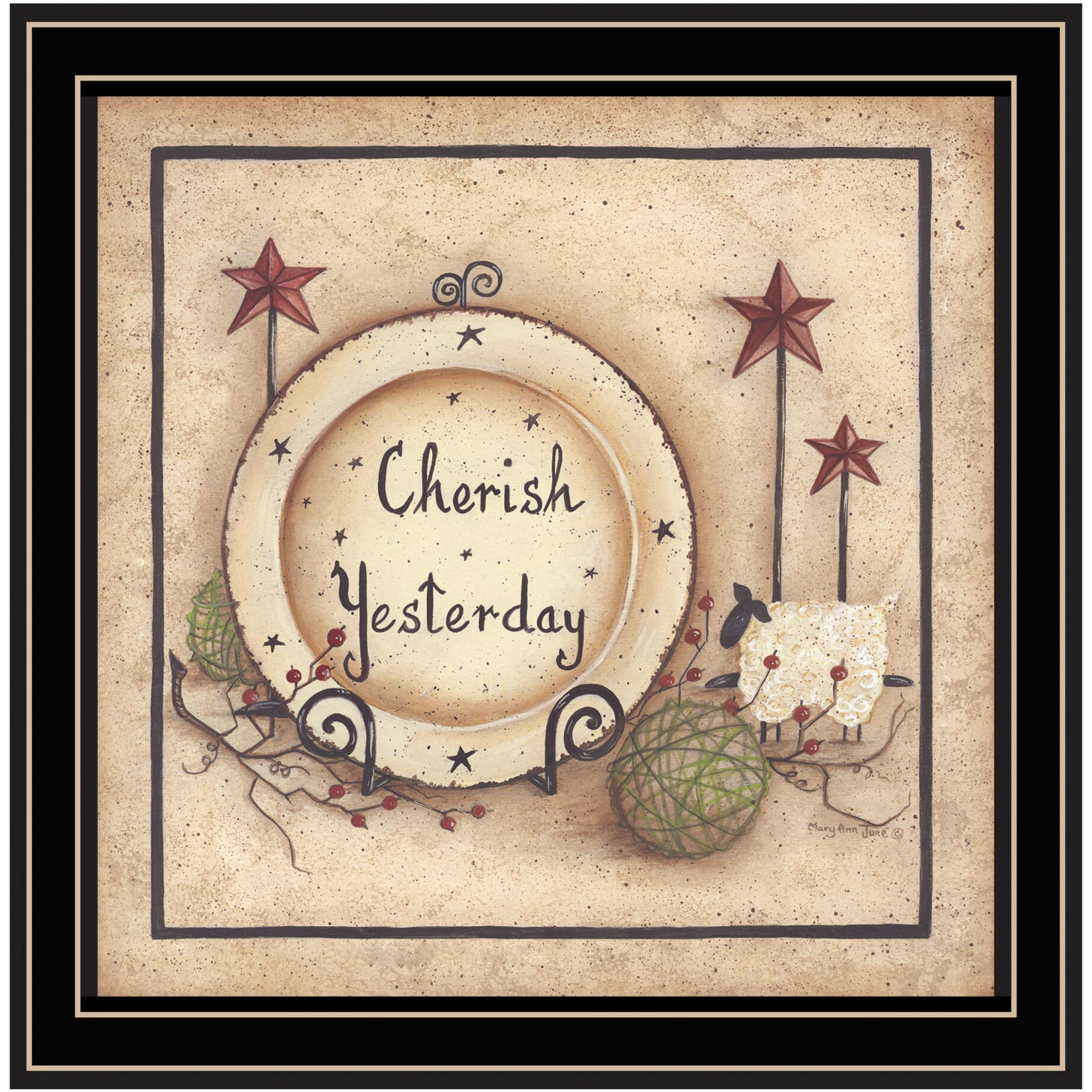 Cherish Yesterday 2 Black Framed Print Wall Art