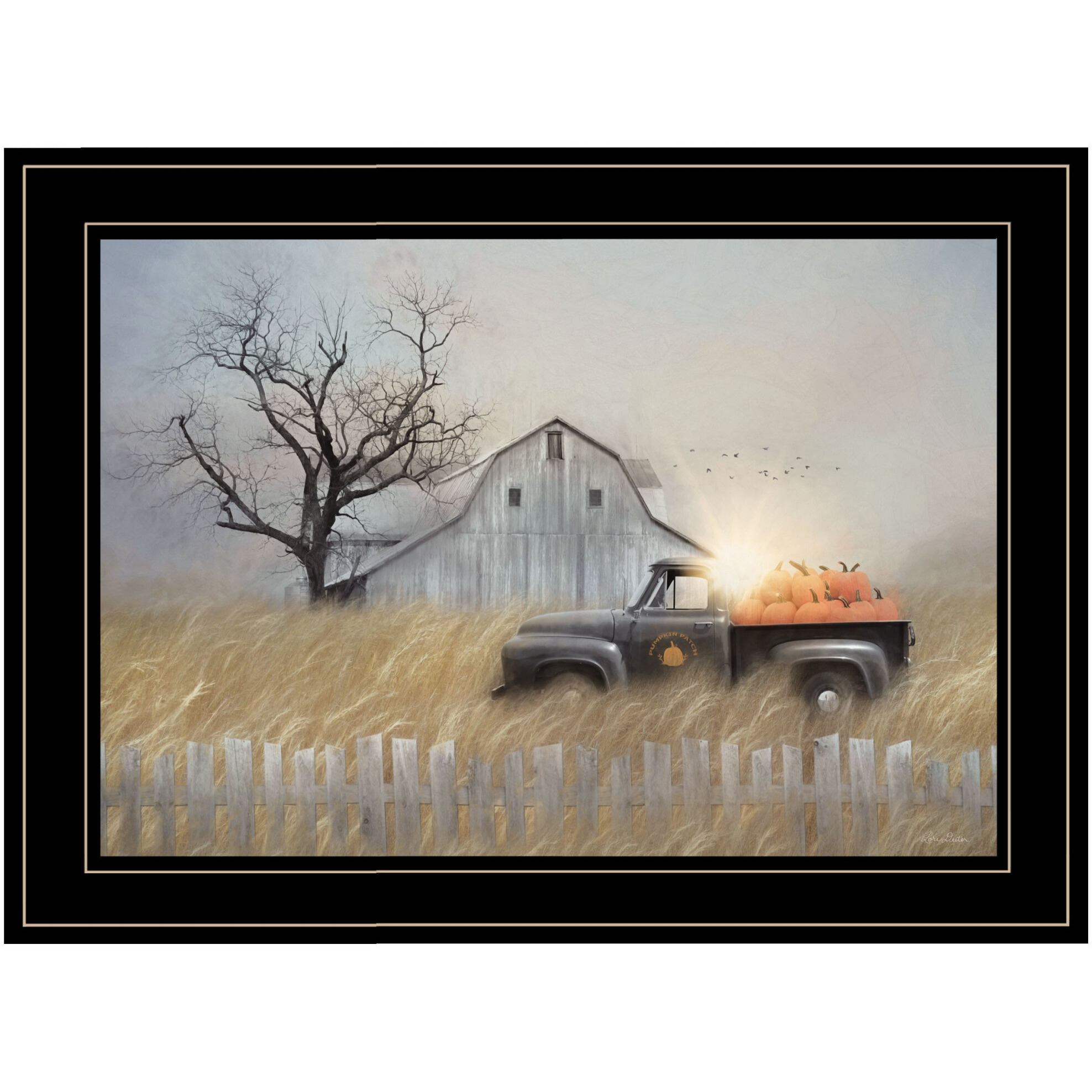 Fall Pumpkin Harvest 3 Black Framed Print Wall Art