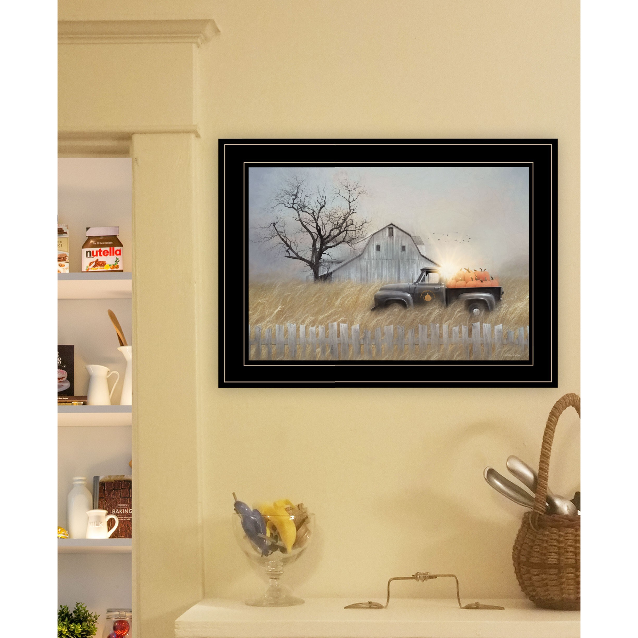 Fall Pumpkin Harvest 3 Black Framed Print Wall Art