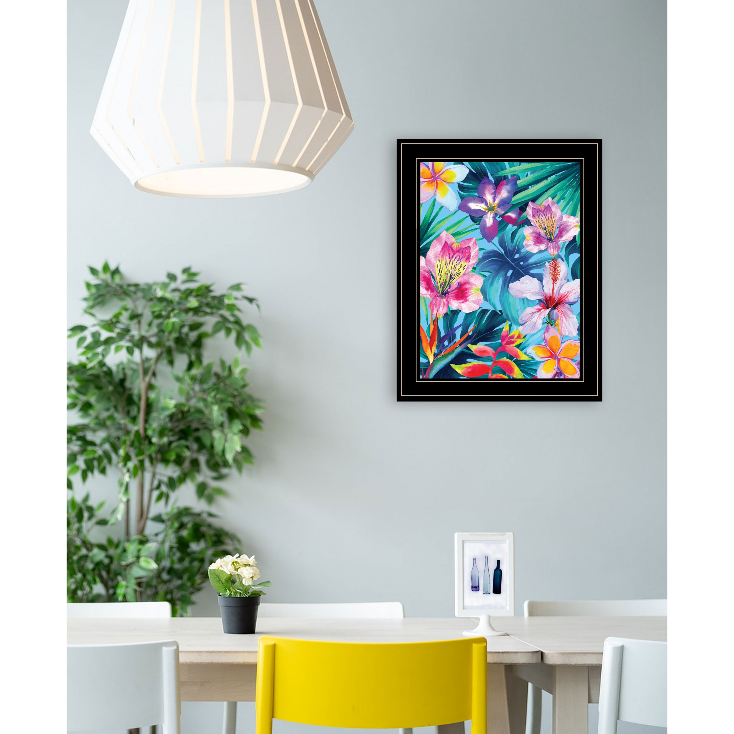 Tropical Flowers 3 Black Framed Print Wall Art