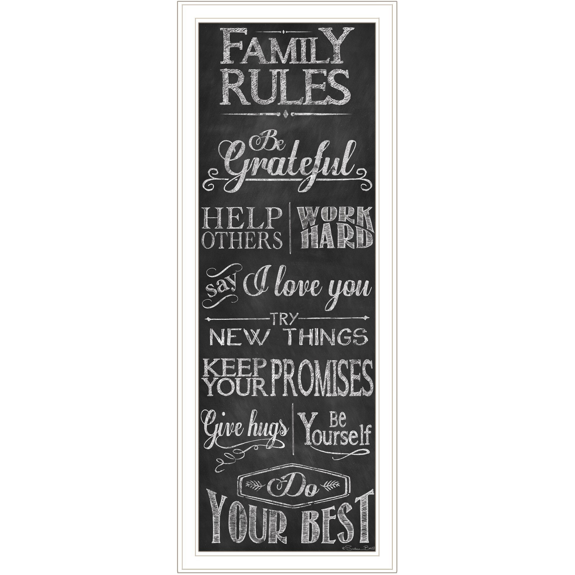 Family Rules 2 White Framed Print Wall Art