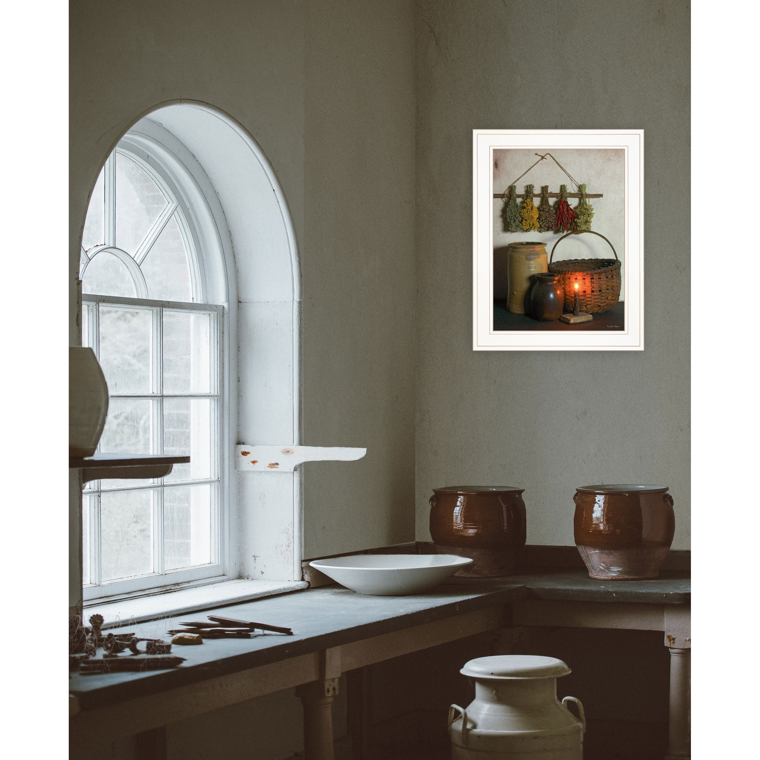 Dried Flower White Framed Print Wall Art