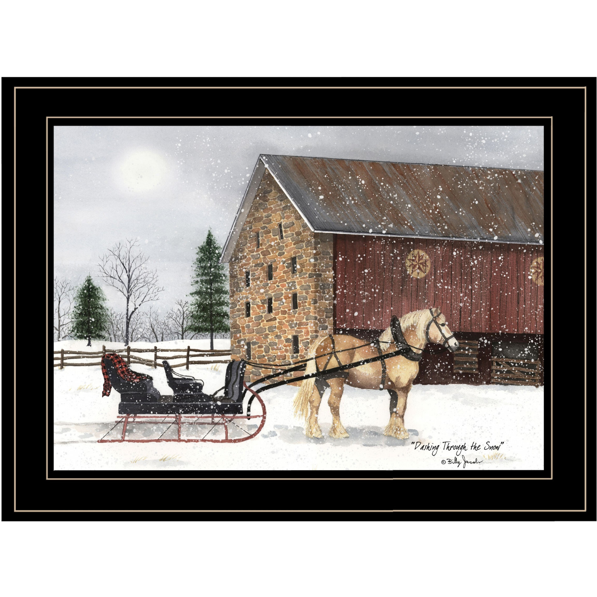 Dashing Through The Snow 2 Black Framed Print Wall Art