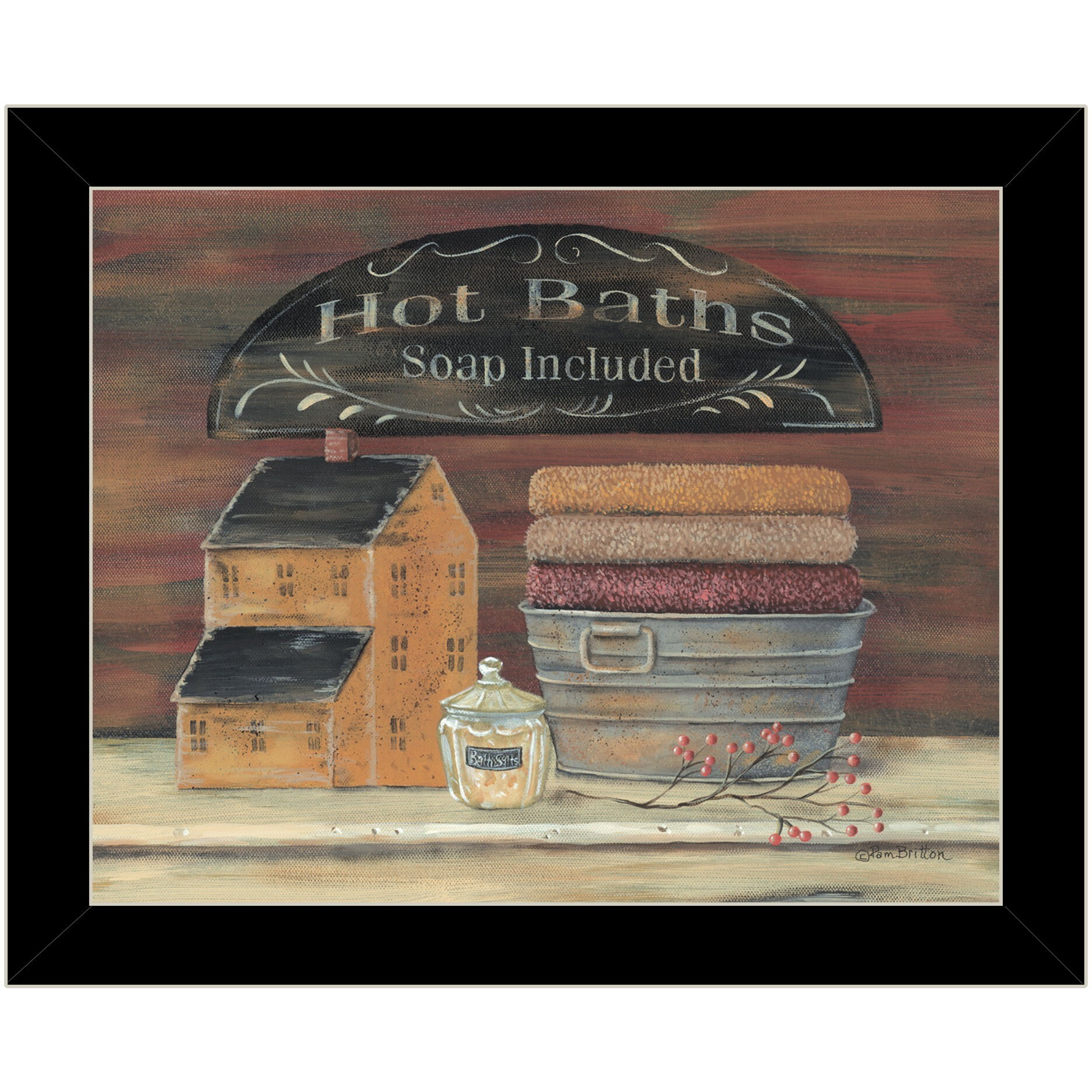 Hot Bath 7 Black Framed Print Bathroom Wall Art