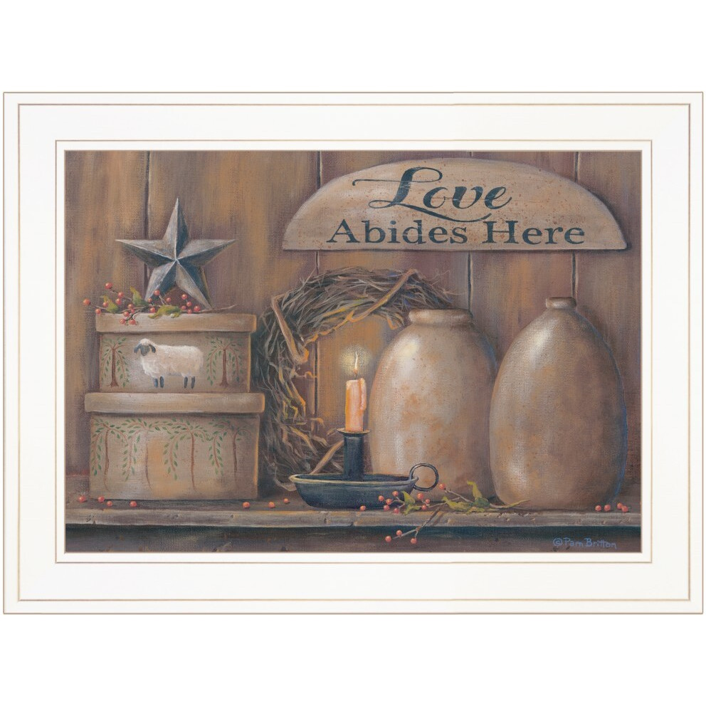 Love Abides Here Shelf 2 White Framed Print Wall Art