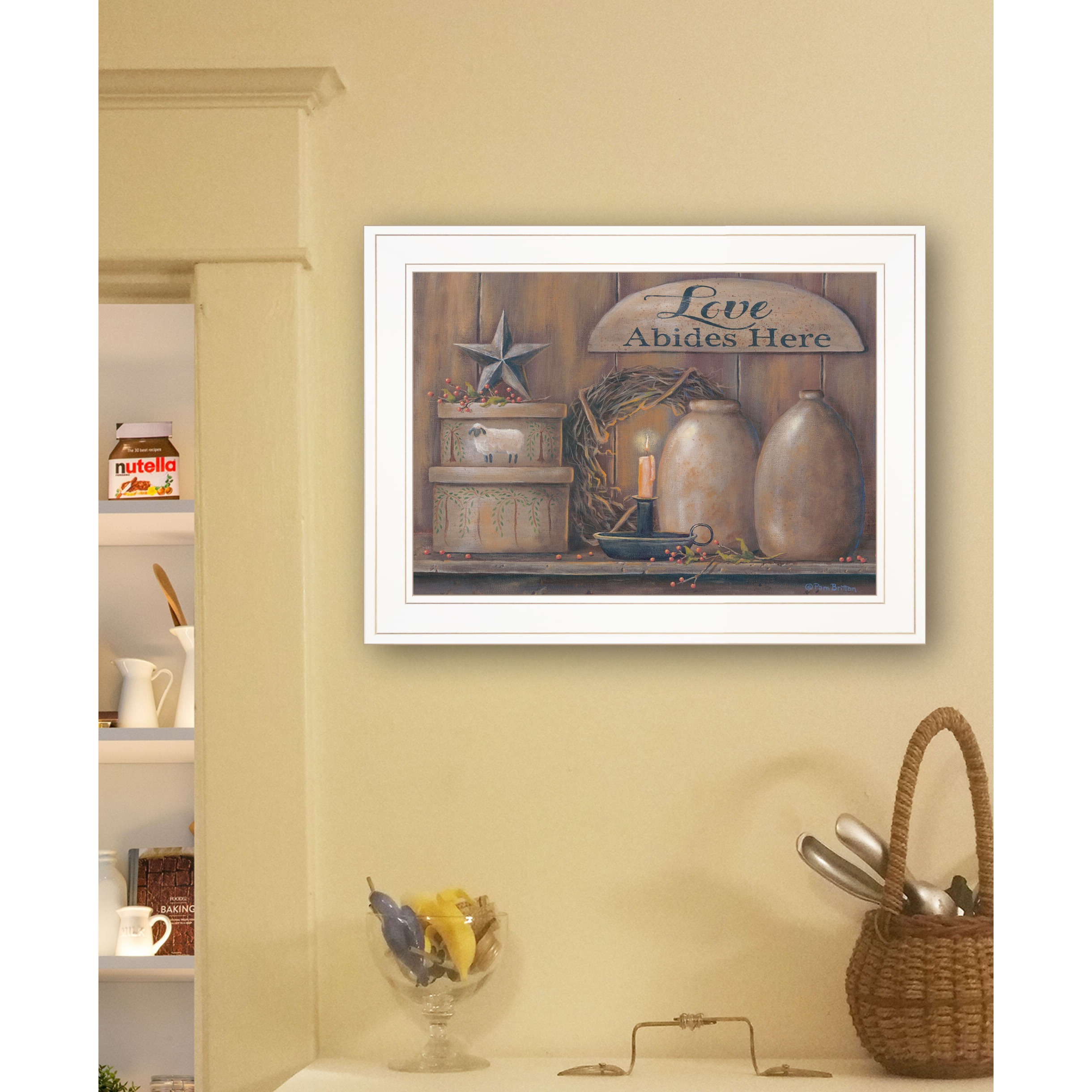 Love Abides Here Shelf 2 White Framed Print Wall Art