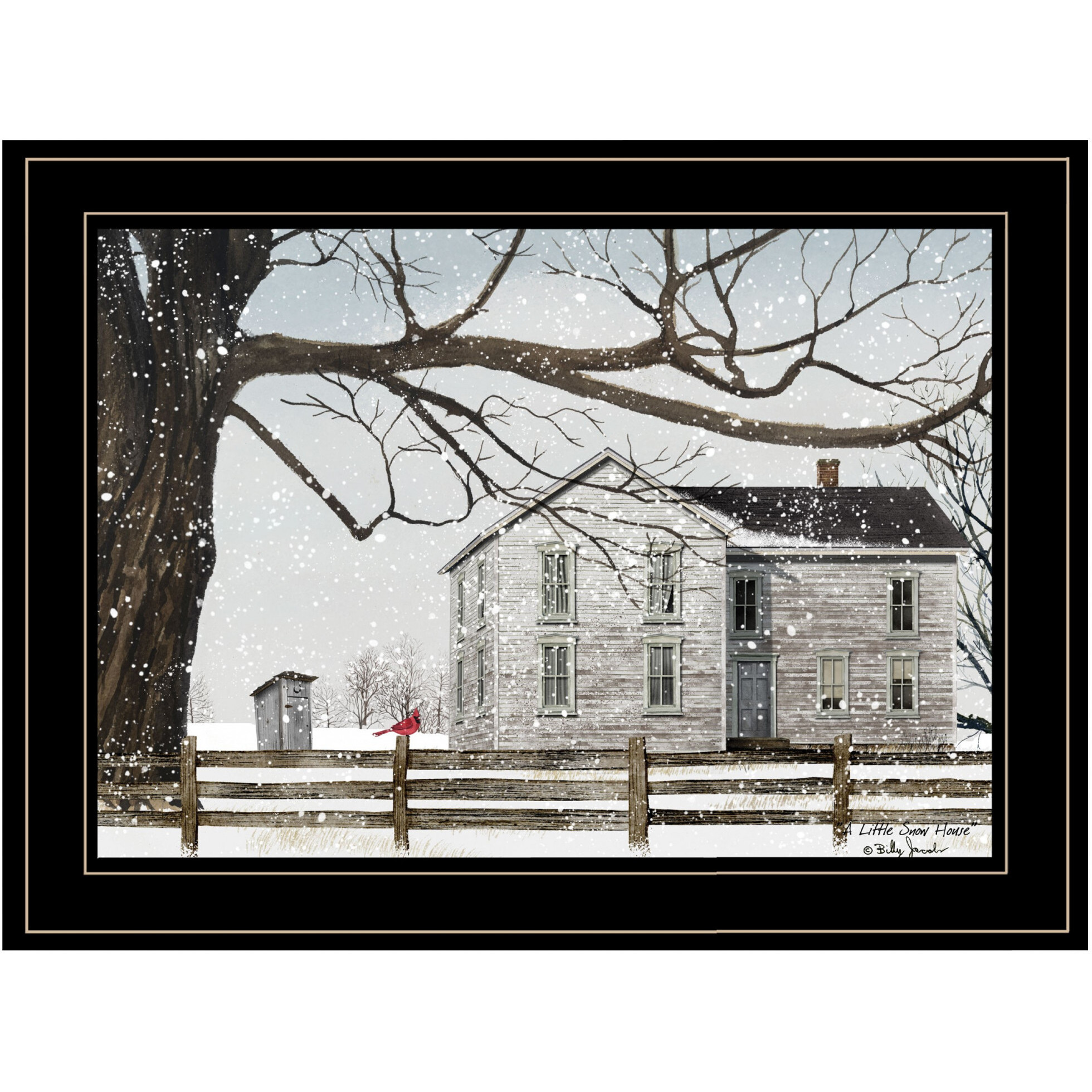 A Little Snow House 3 Black Framed Print Wall Art