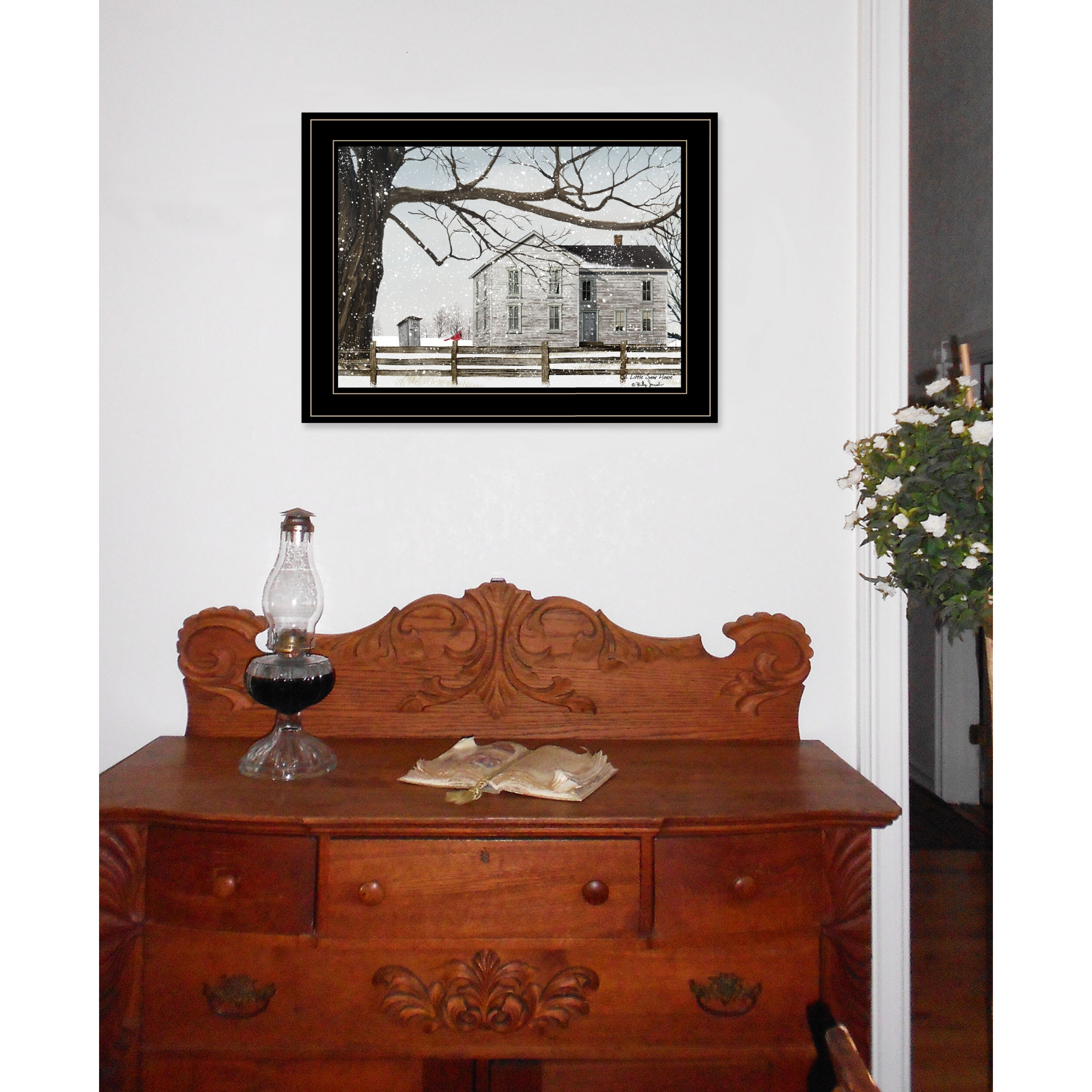 A Little Snow House 3 Black Framed Print Wall Art