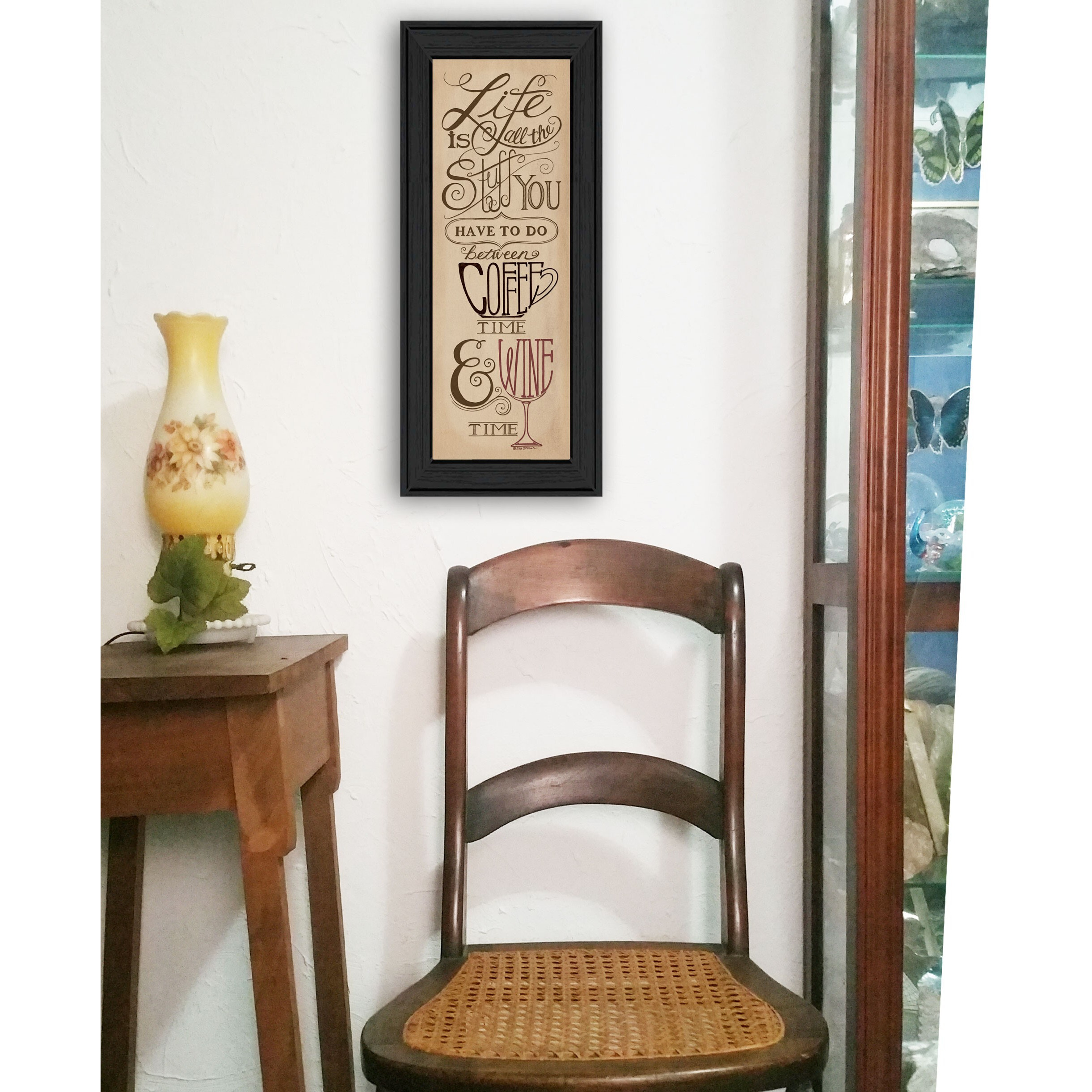 Coffee And Wine Time Black Framed Print Wall Art