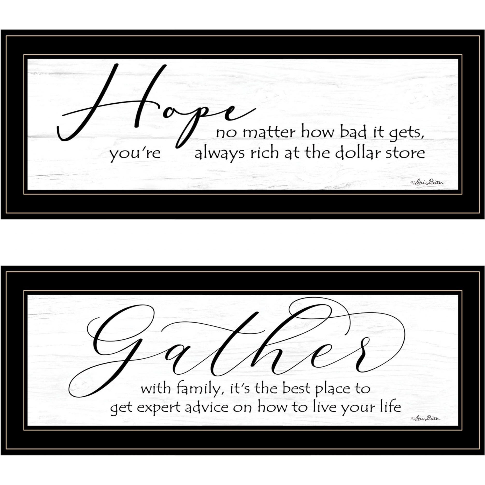 Set Of Two Gather Together 2 Black Framed Print Wall Art
