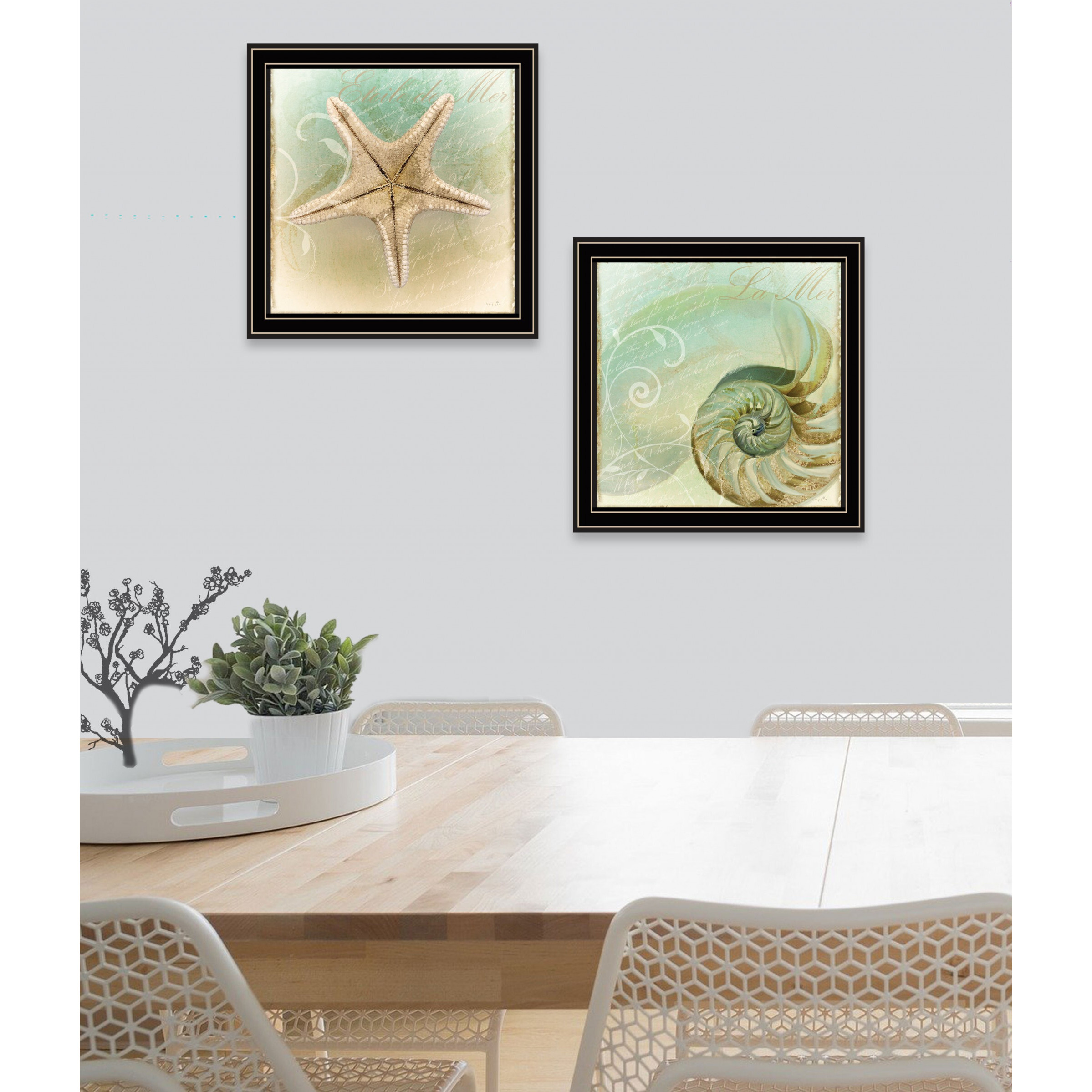 Set Of Two The Sea I And Sea Ii 1 Black Framed Print Wall Art