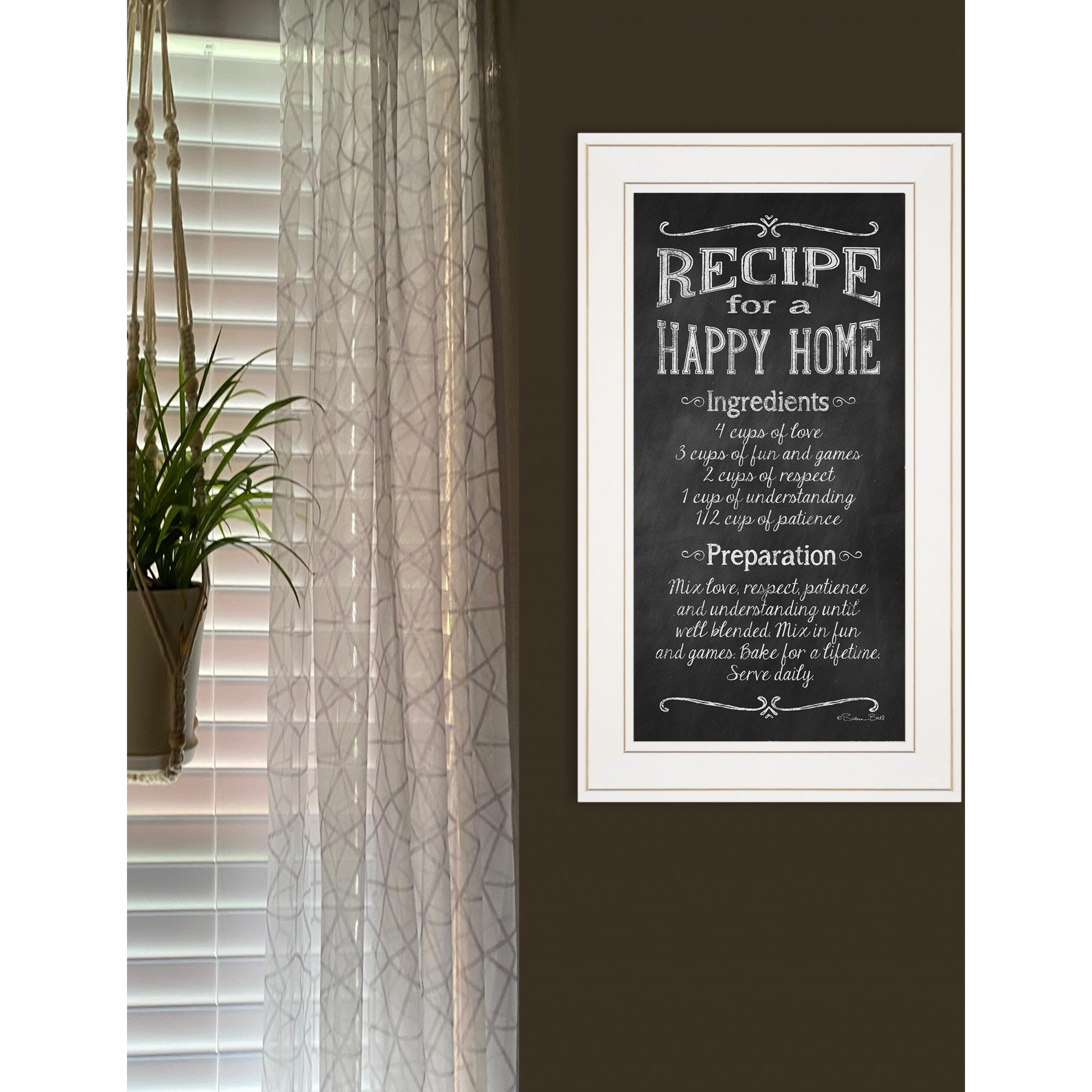 Recipe For A Happy Home 1 White Framed Print Wall Art