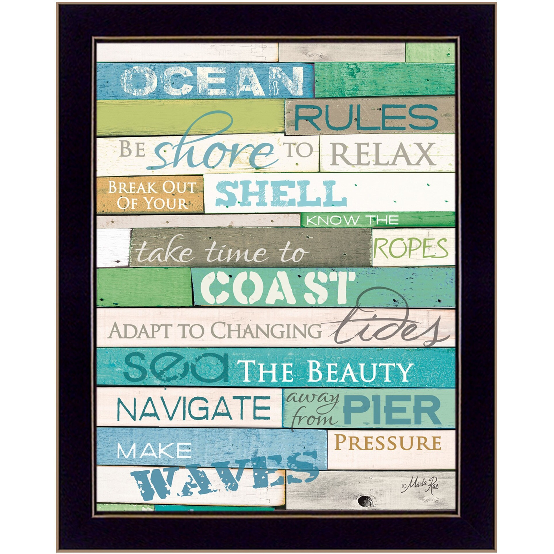 Ocean Rules 1 Black Framed Print Wall Art