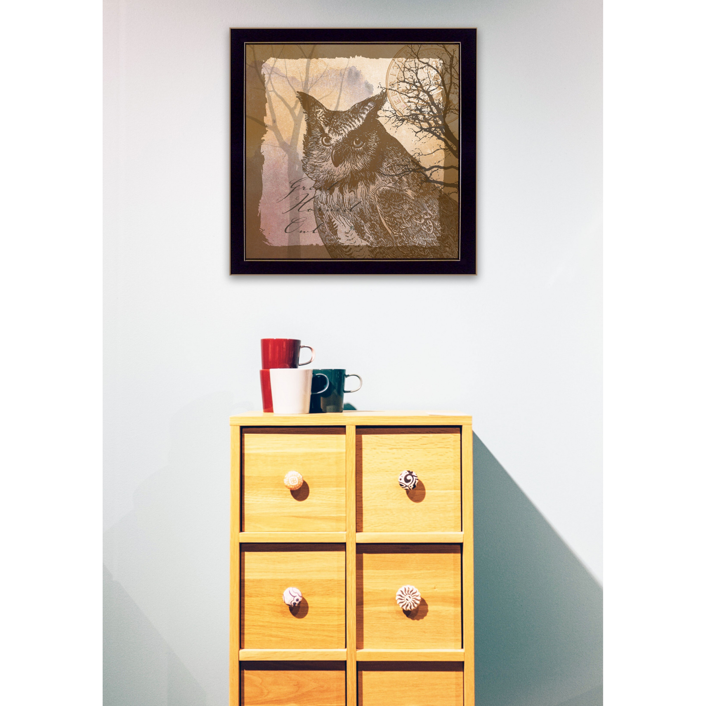 Owl 2 Black Framed Print Wall Art