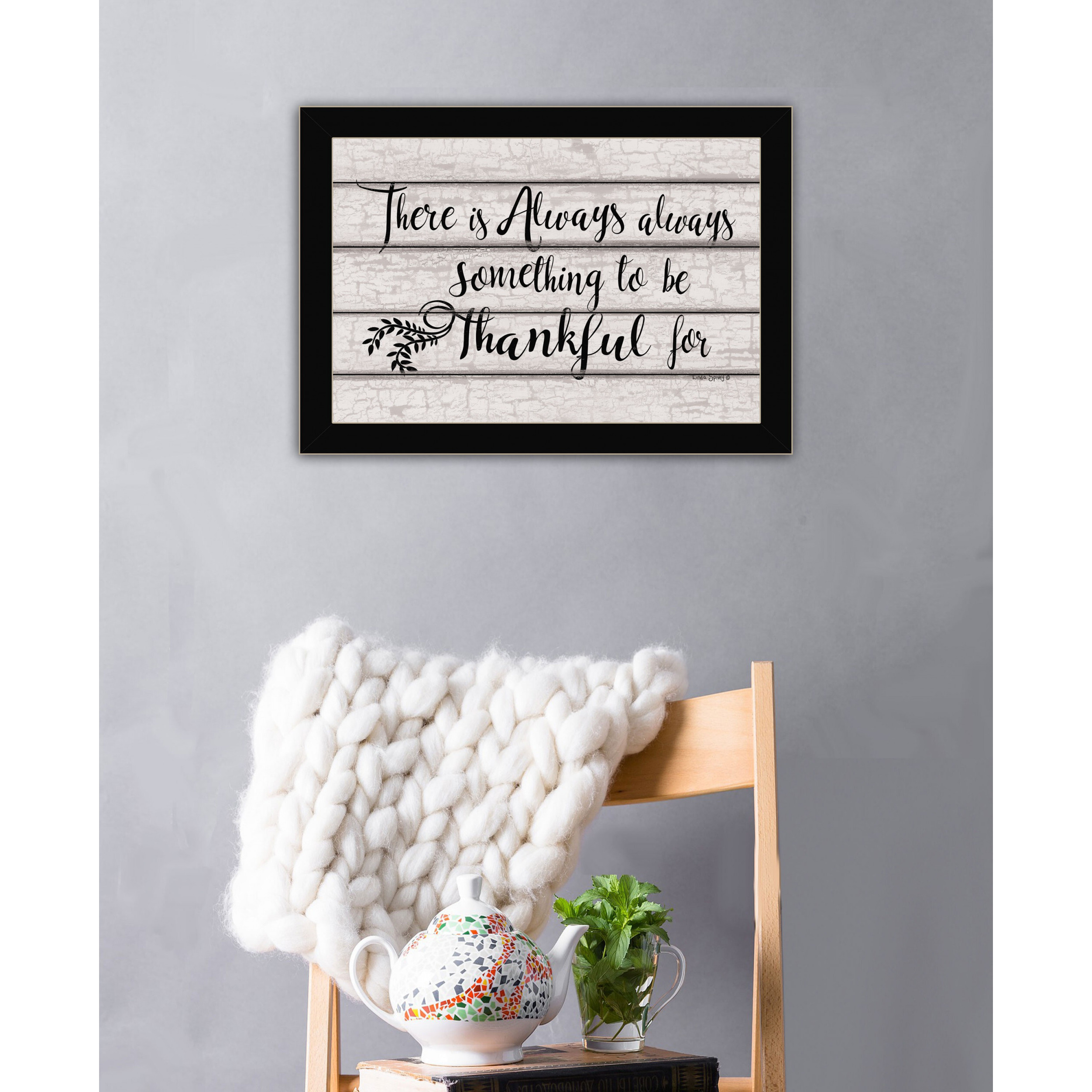 Always Thankful 1 Black Framed Print Wall Art