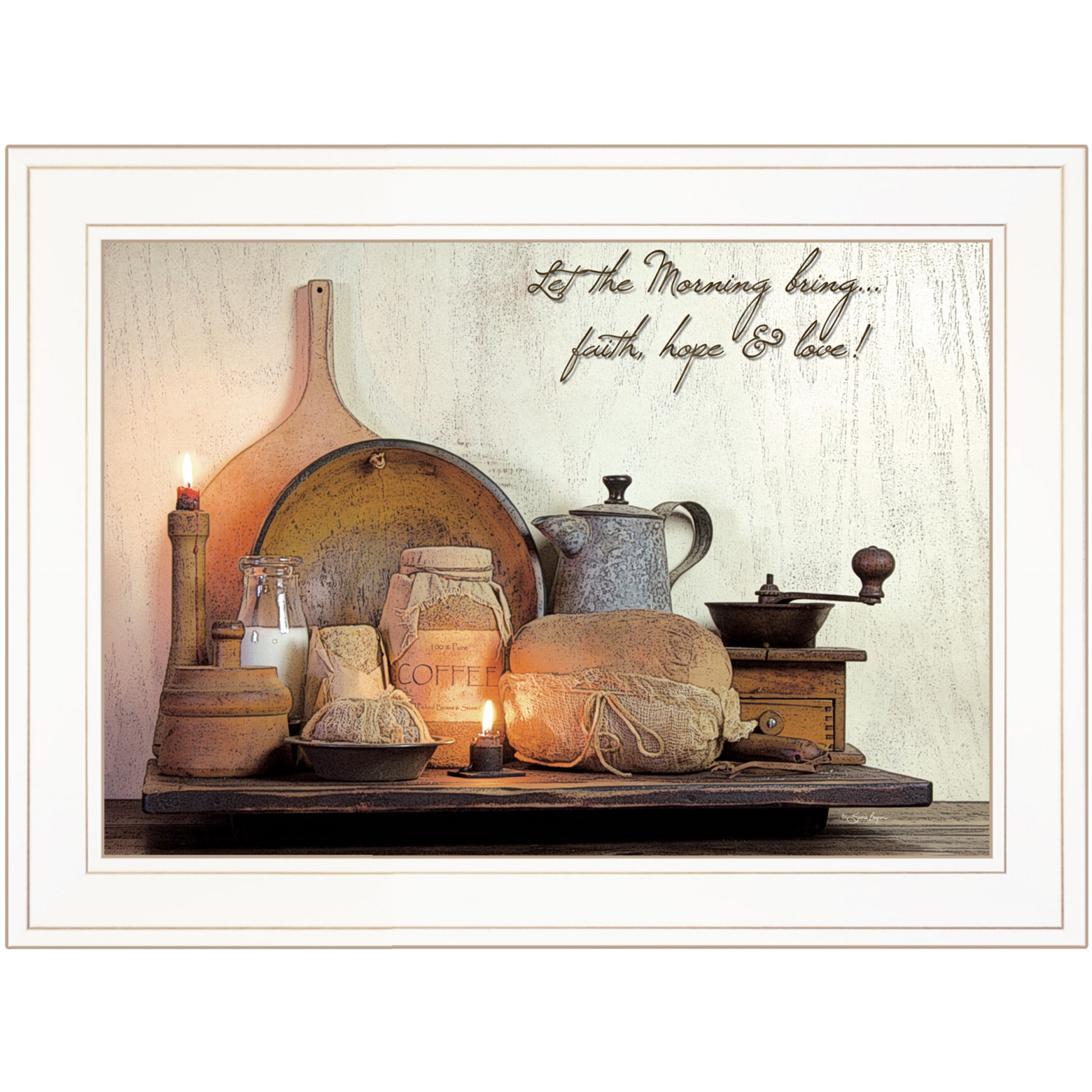 Faith Hope & Love 1 White Framed Print Wall Art