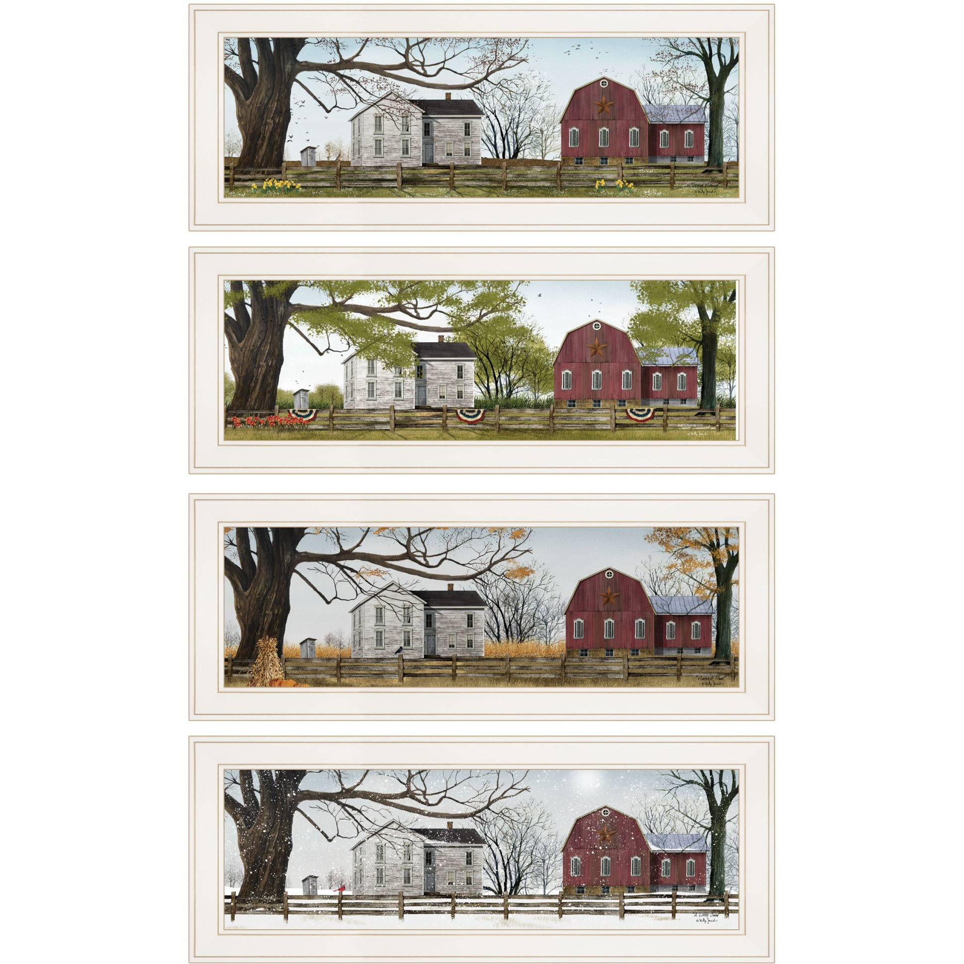 Set Of Four Four Seasons Collection Ii 1 White Framed Print Wall Art