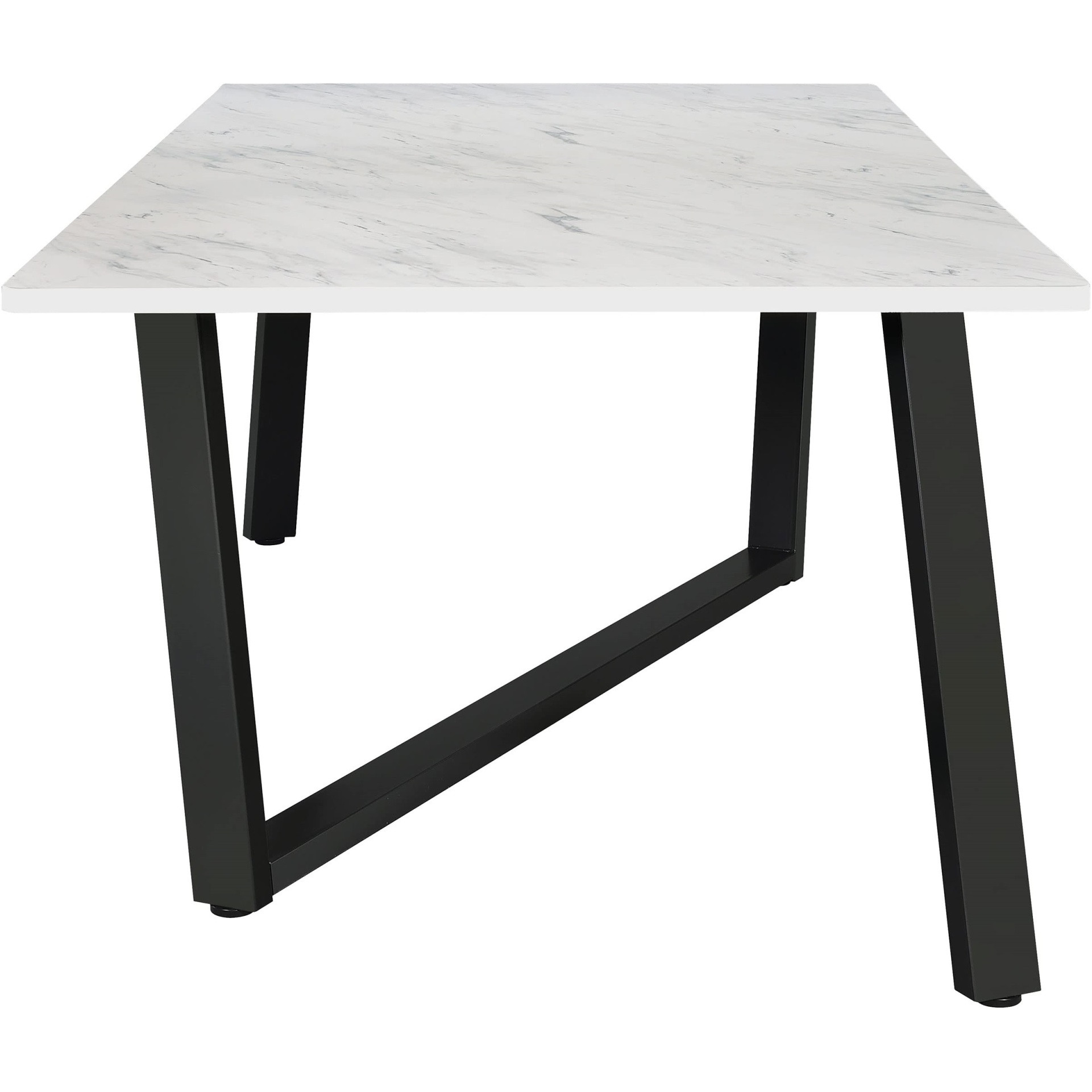 Mayer Rectangular Dining Table Faux White Marble And Gunmetal