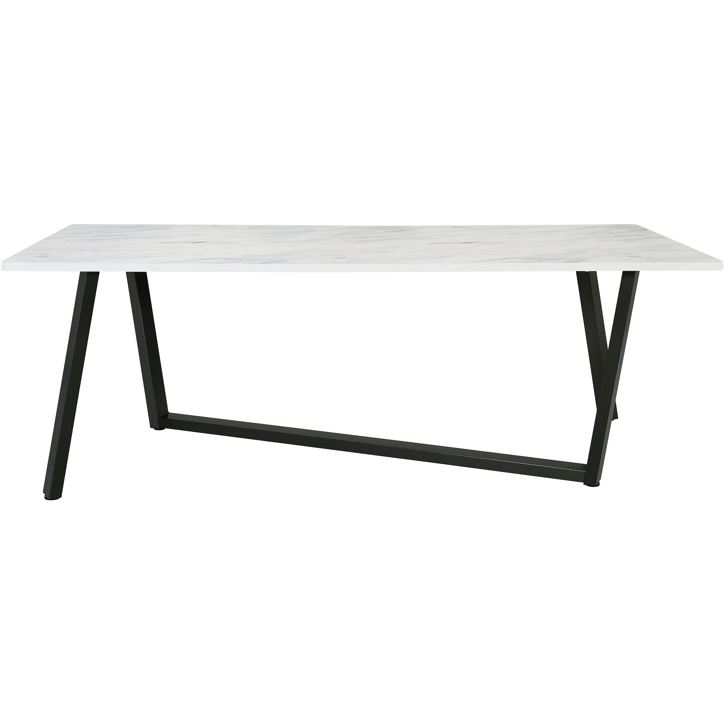 Mayer Rectangular Dining Table Faux White Marble And Gunmetal